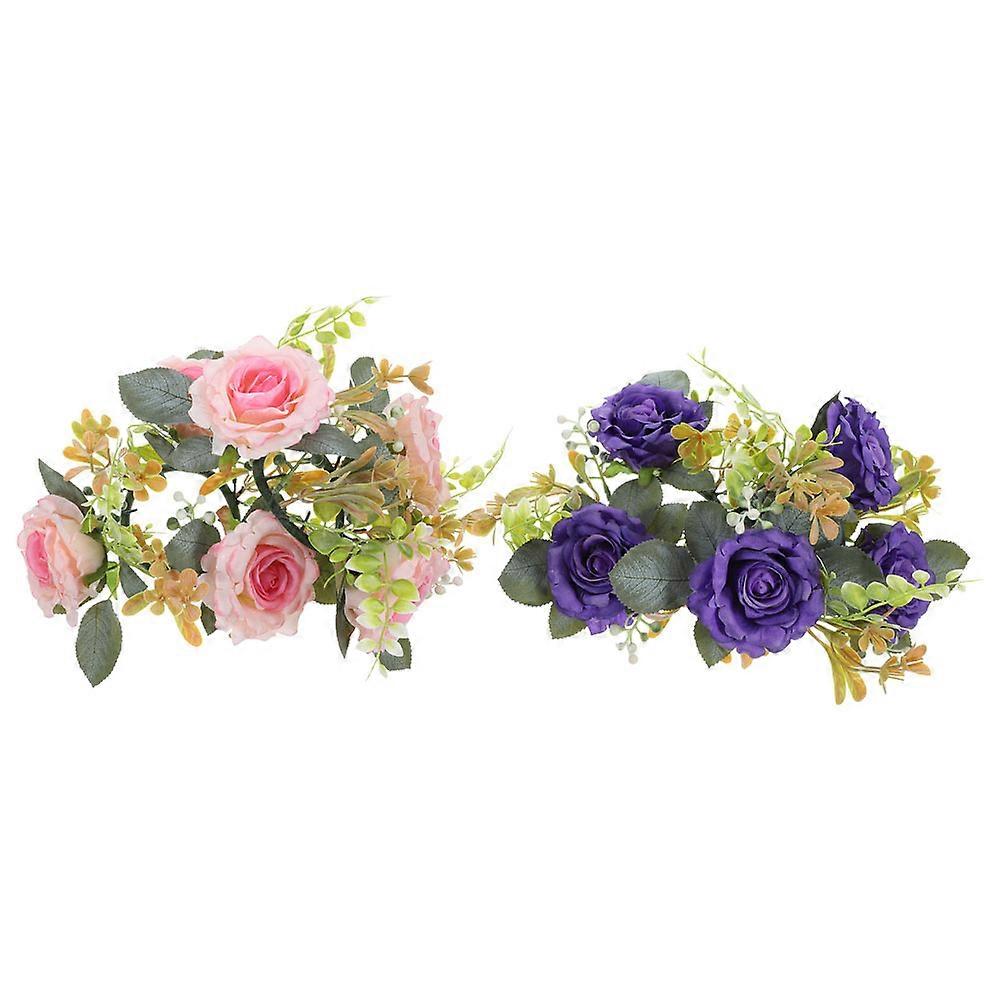 Artificial Rose Candle Ring Wreath For Event Decor With Assorted Color Ambiance Enhancement 10Pcs