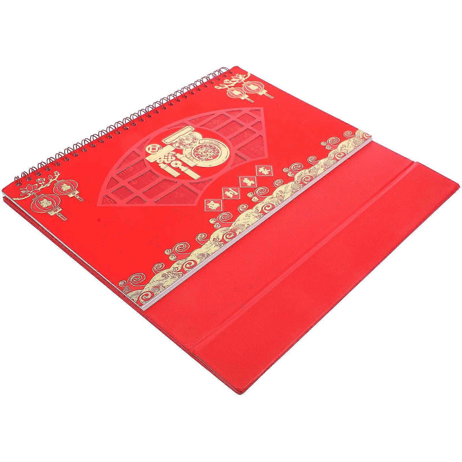2024 Desk Calendar Chinese Style for Desktop Use Red Color 3Pcs