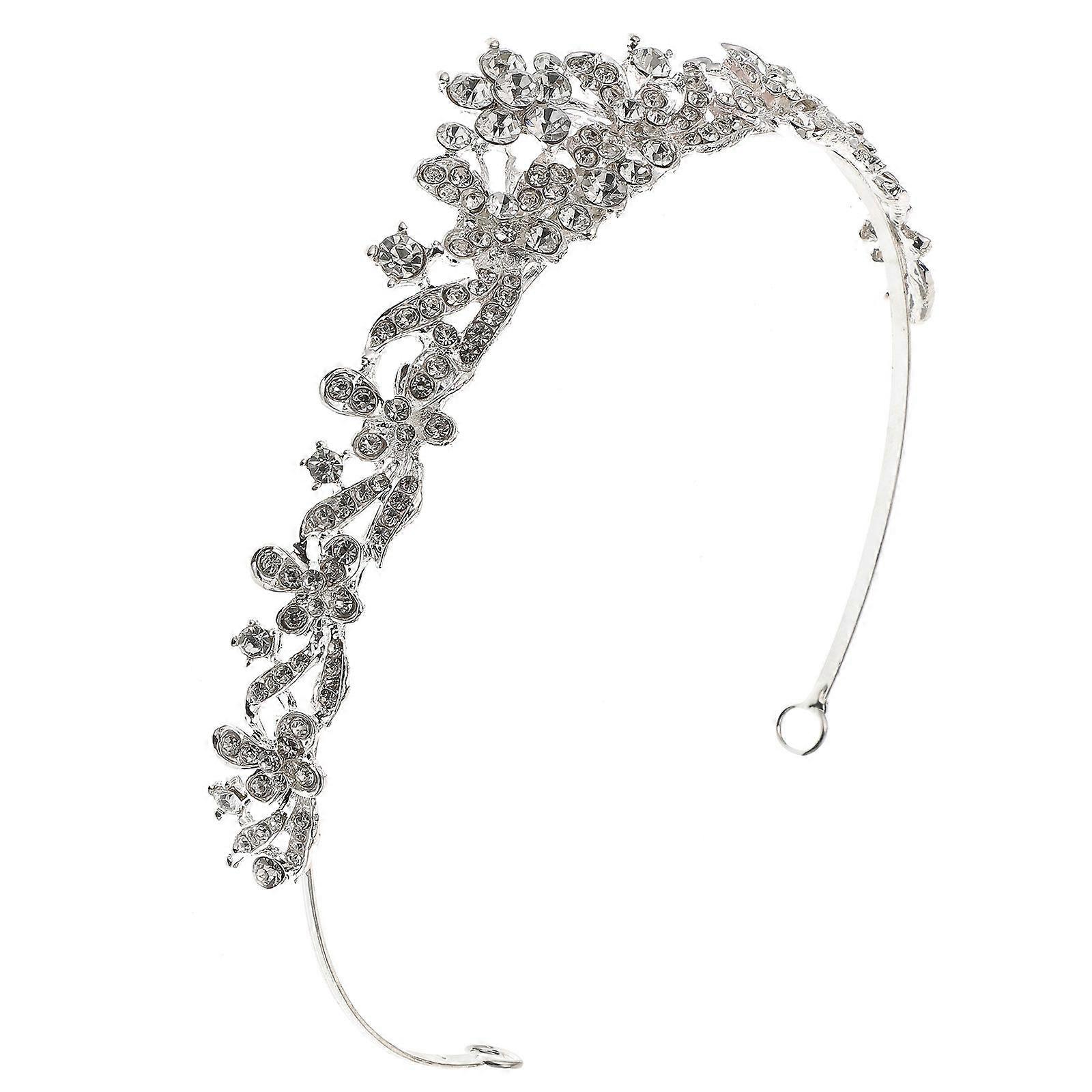 Elegant Headband Silver Rhinestone Flower Crown for Wedding Use