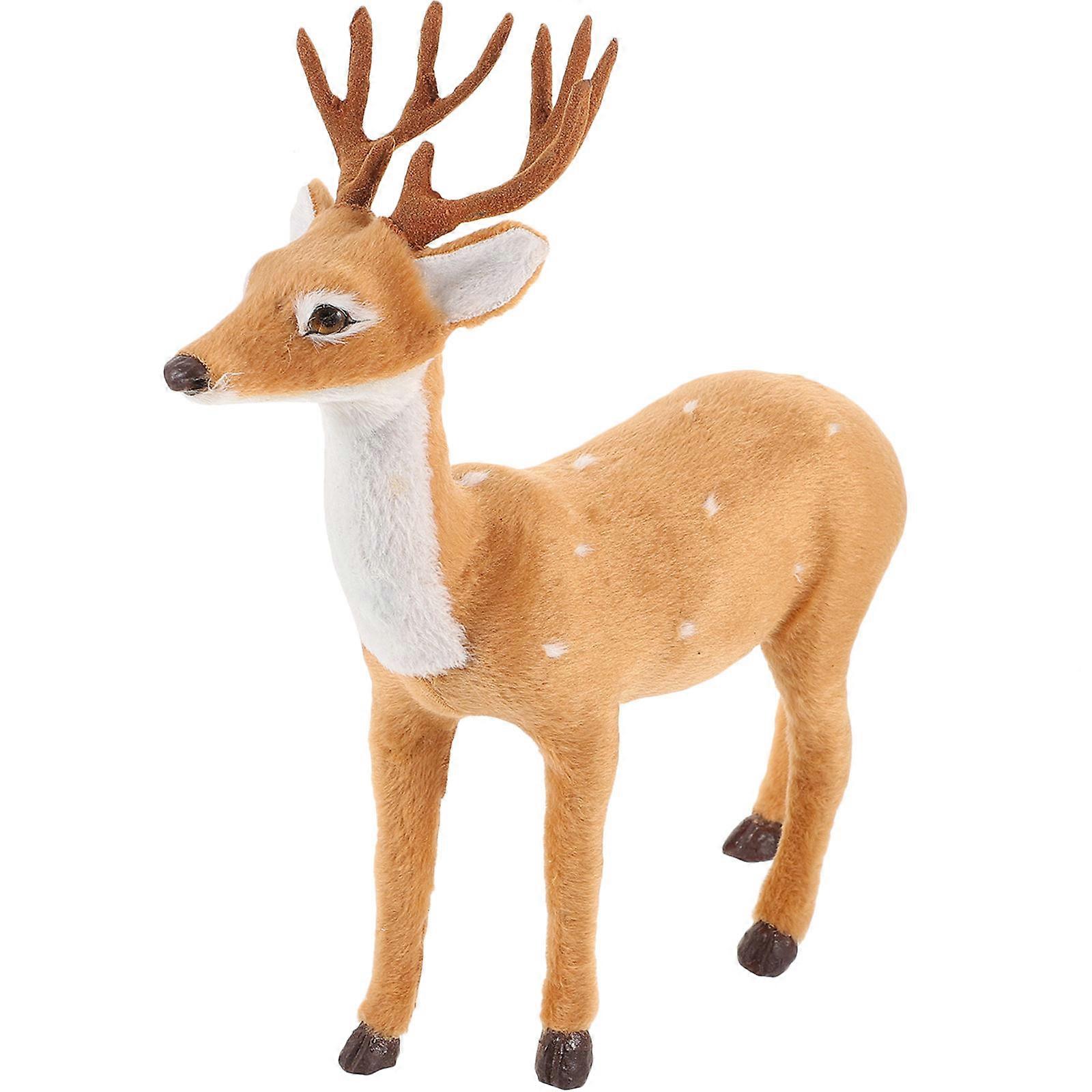 Elk Shape Simple Plastic Statue Winter Table Landscape Home Decor 10.2×9.1×2.4in 1Set