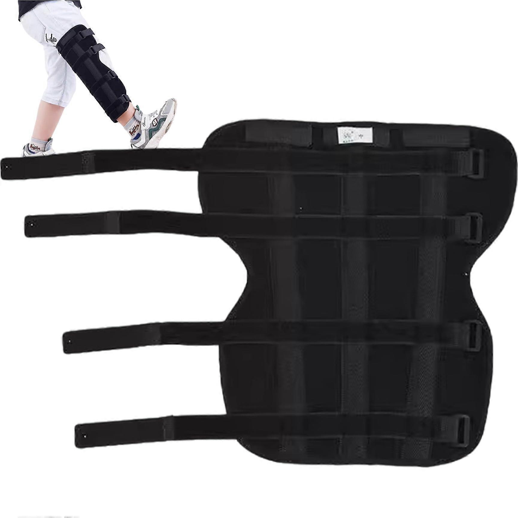 Knee Immobilizer for Kids Adjustable 3 Aluminium Alloy Plates Breathable Polyester Leg Brace with Fastening Tape Size L