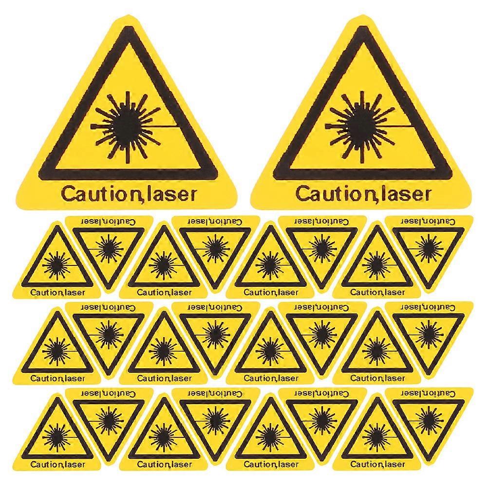 Laser Warning Sign Caution Sticker for Safety Use 30Pcs Yellow Stickers