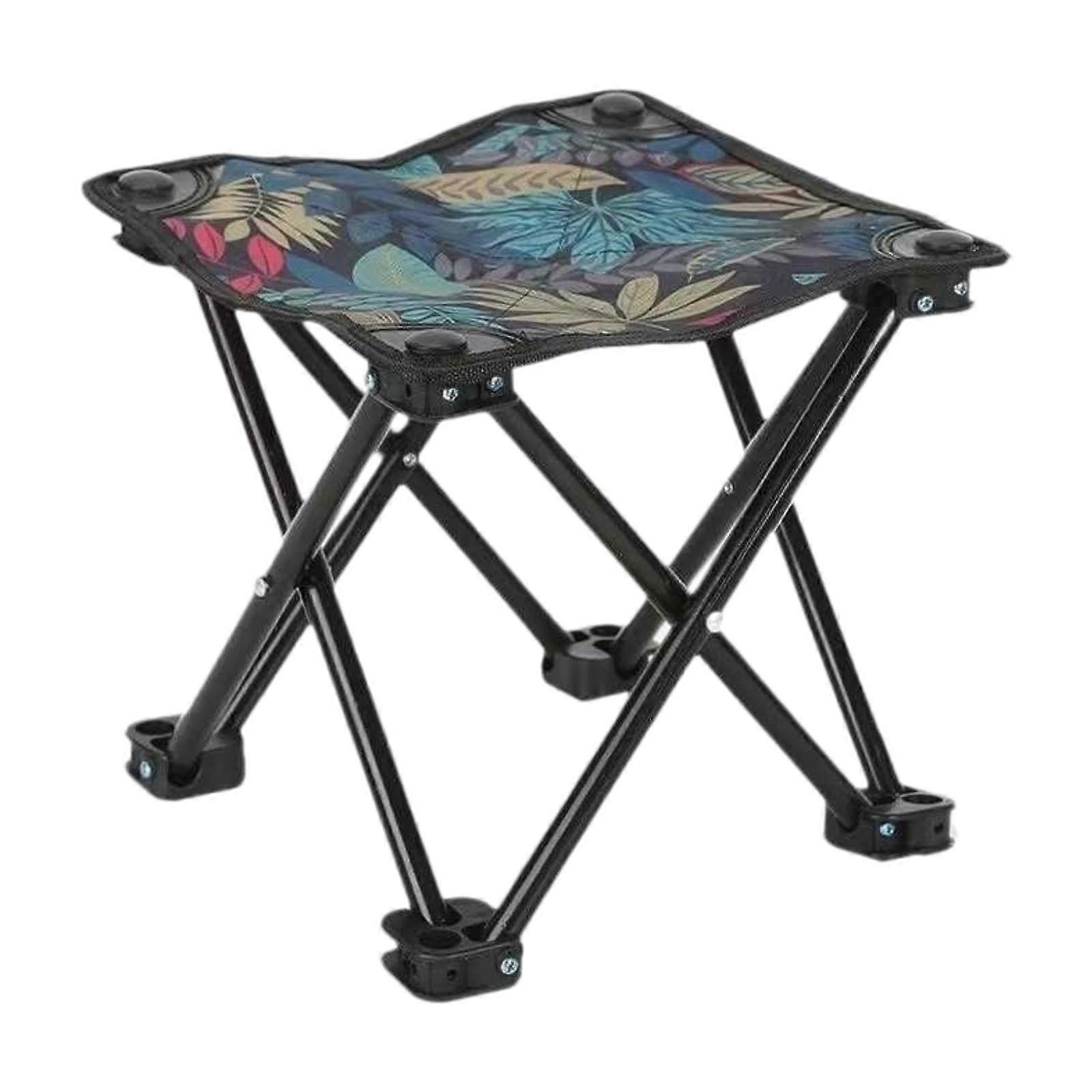 Collapsible Stool Metal Seat Mini Camping Stool Portable Folding Stool For Festival Travel Barbecue