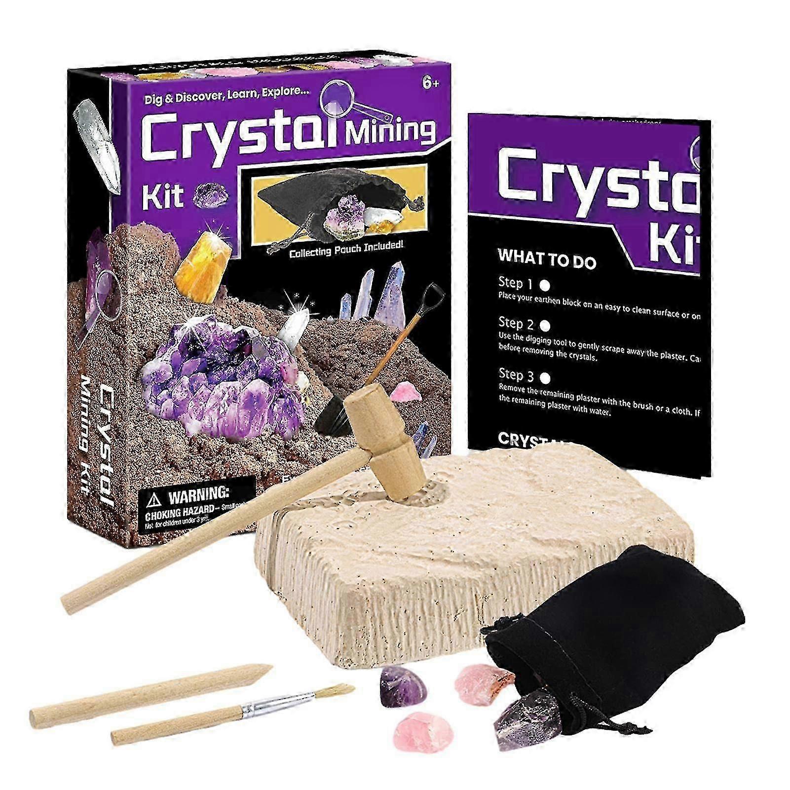 Crystal Mining Kit, Simulated Gemstone Dig Kit With Dig Brick Including Random Style Crystal Stones Mining Tools New