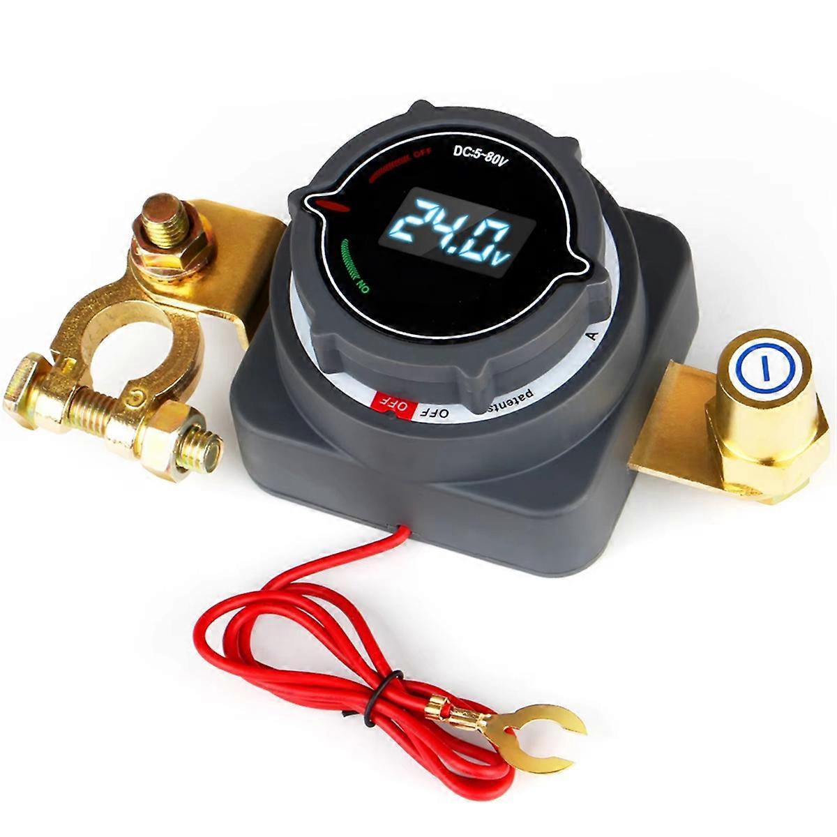 Top Post Battery Disconnect Switch with Voltmeter, DC 5-80V