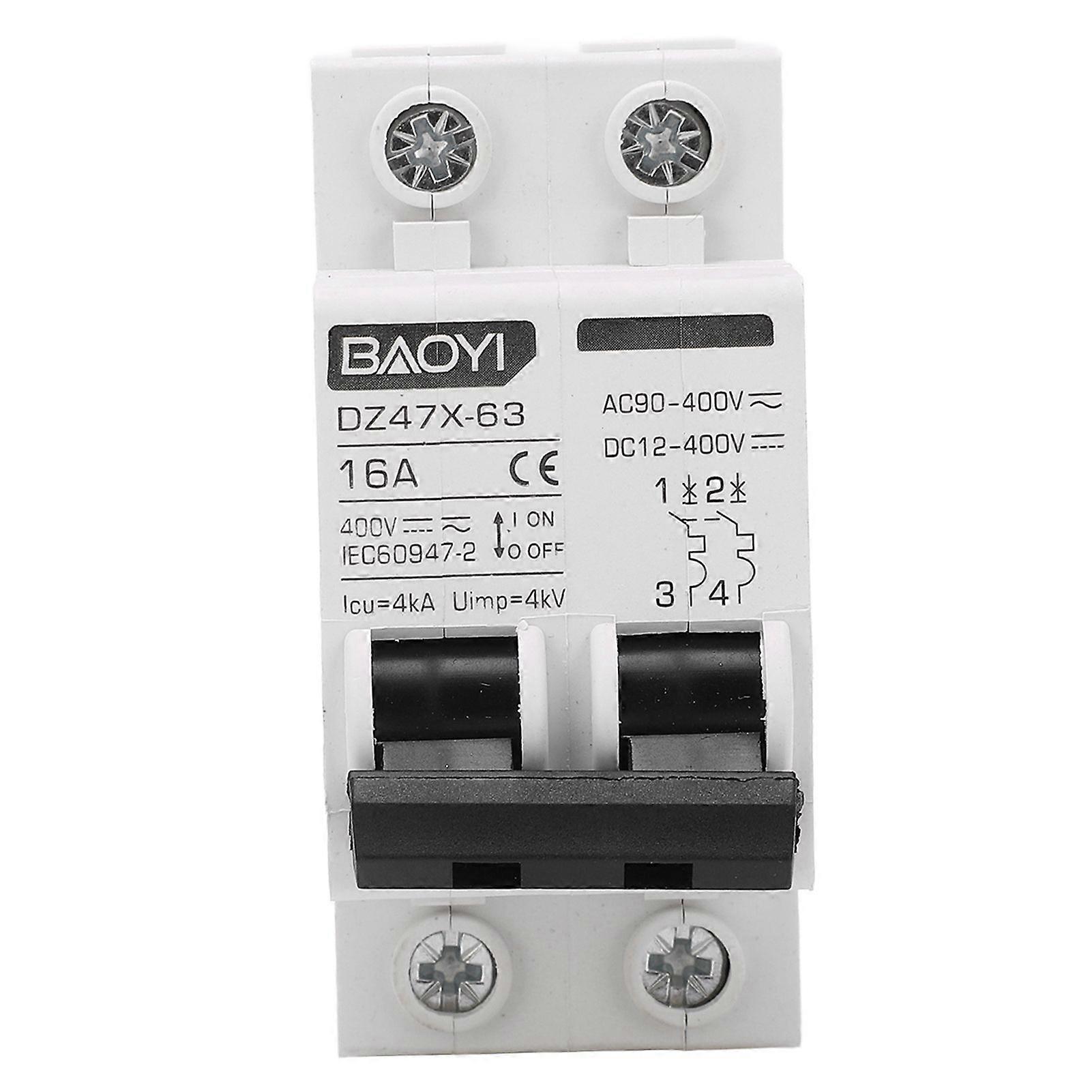 2P Mini DC AC Circuit Breaker 4000A Breaking Capacity Pa66 Small Circuit Breaker 16A 400V