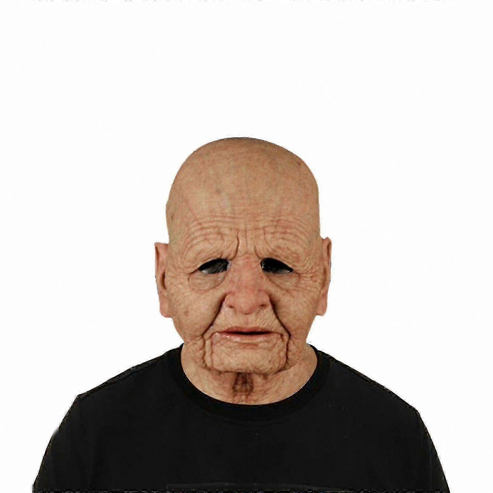 Full-Length Latex Mask, Realistic Elderly Woman Design, Detailed Facial Expression, Durable Rubber Material for Costume Use