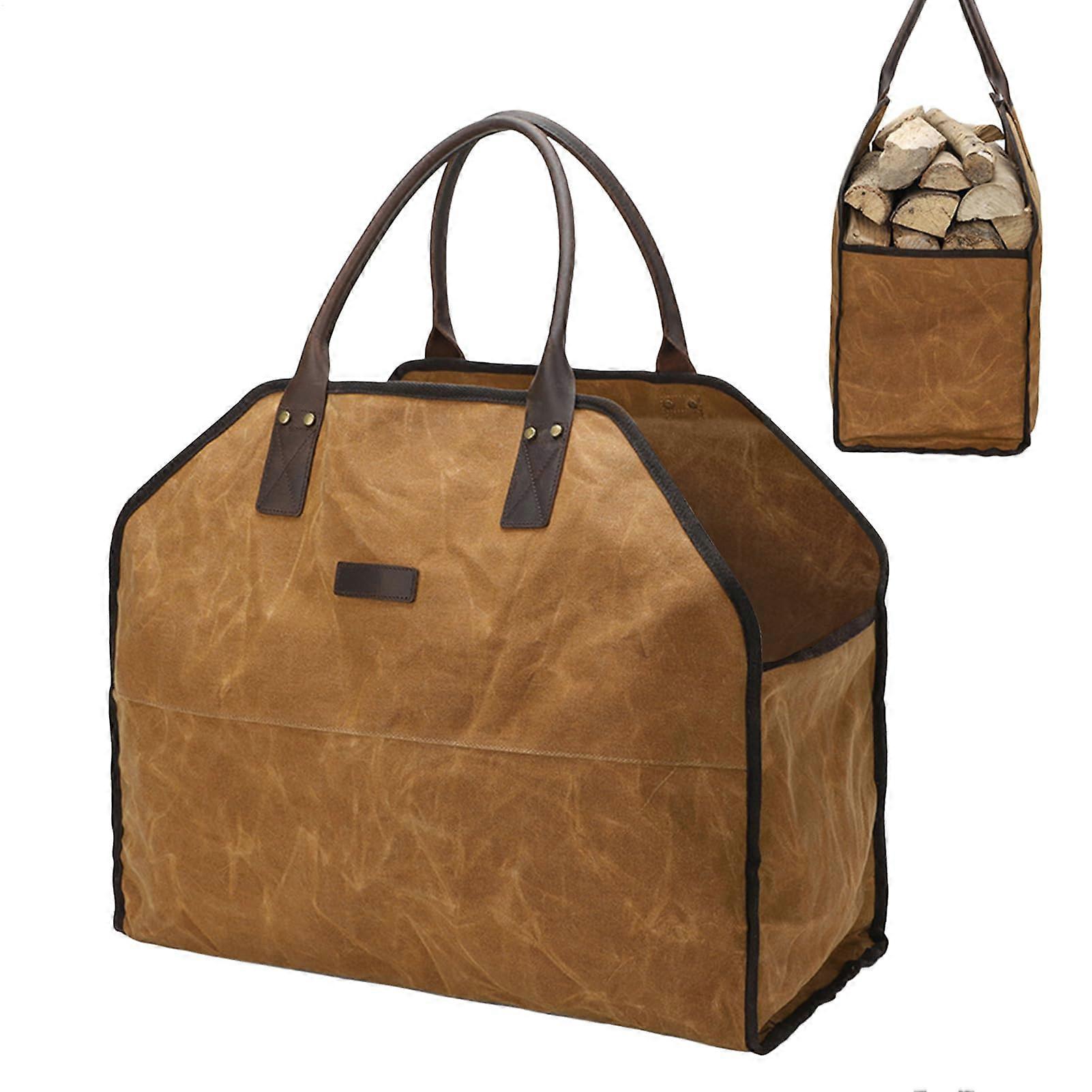 Firewood Log Carrier Canvas Tote Bag With Handles, HeavyDuty Firewood Carrying Pouch, Wood Storage Carrier