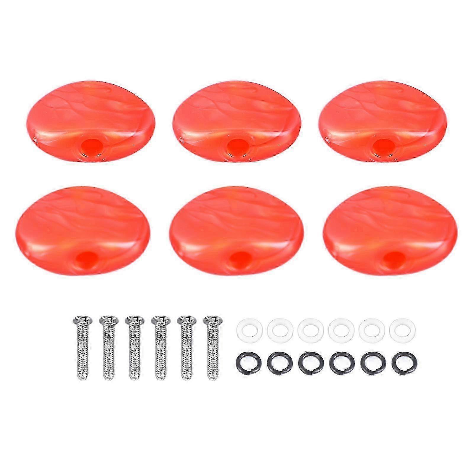 25-26 6Pcs Folk Guitar String Button Handle Knob Head Cap Tuner Tuning Peg Buttons Parts Red