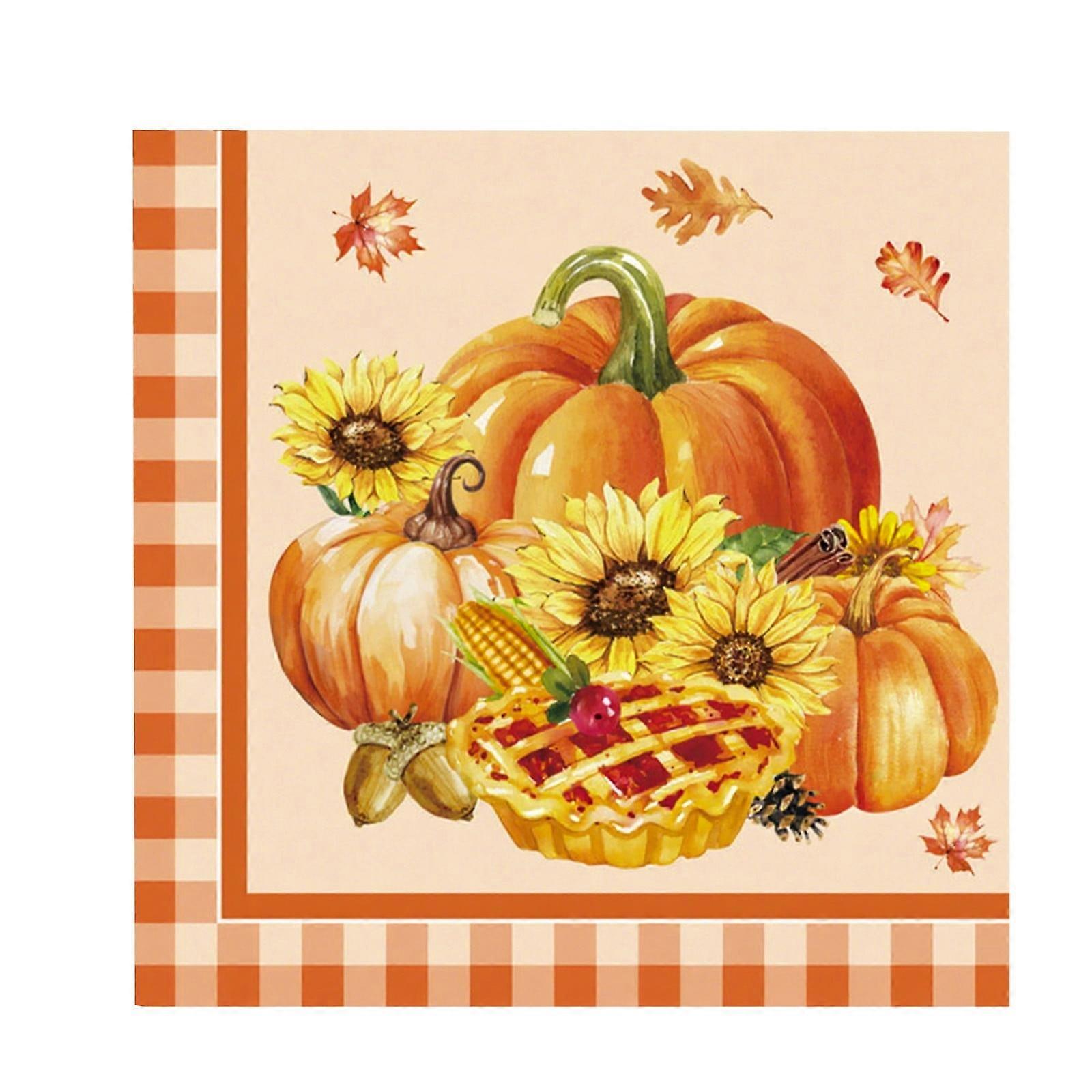 24-Pack Thanksgiving Pumpkin Napkins Autumn Maple Leaf Paper Dinner Towels for Fall Table Setting, Party Buffet