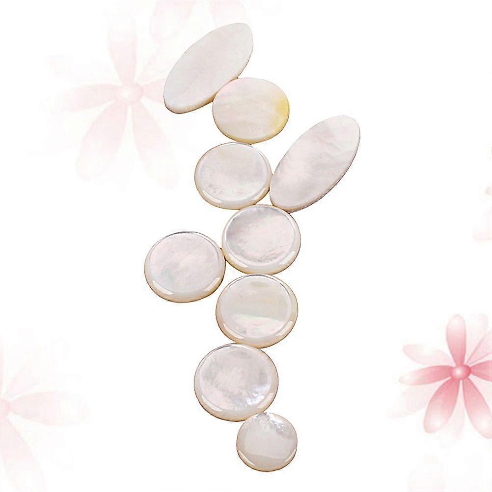 9pcs/set Alto Tenor Soprano Saxophone Sax Pearl Shell Key Buttons Inlays Accessories (White)