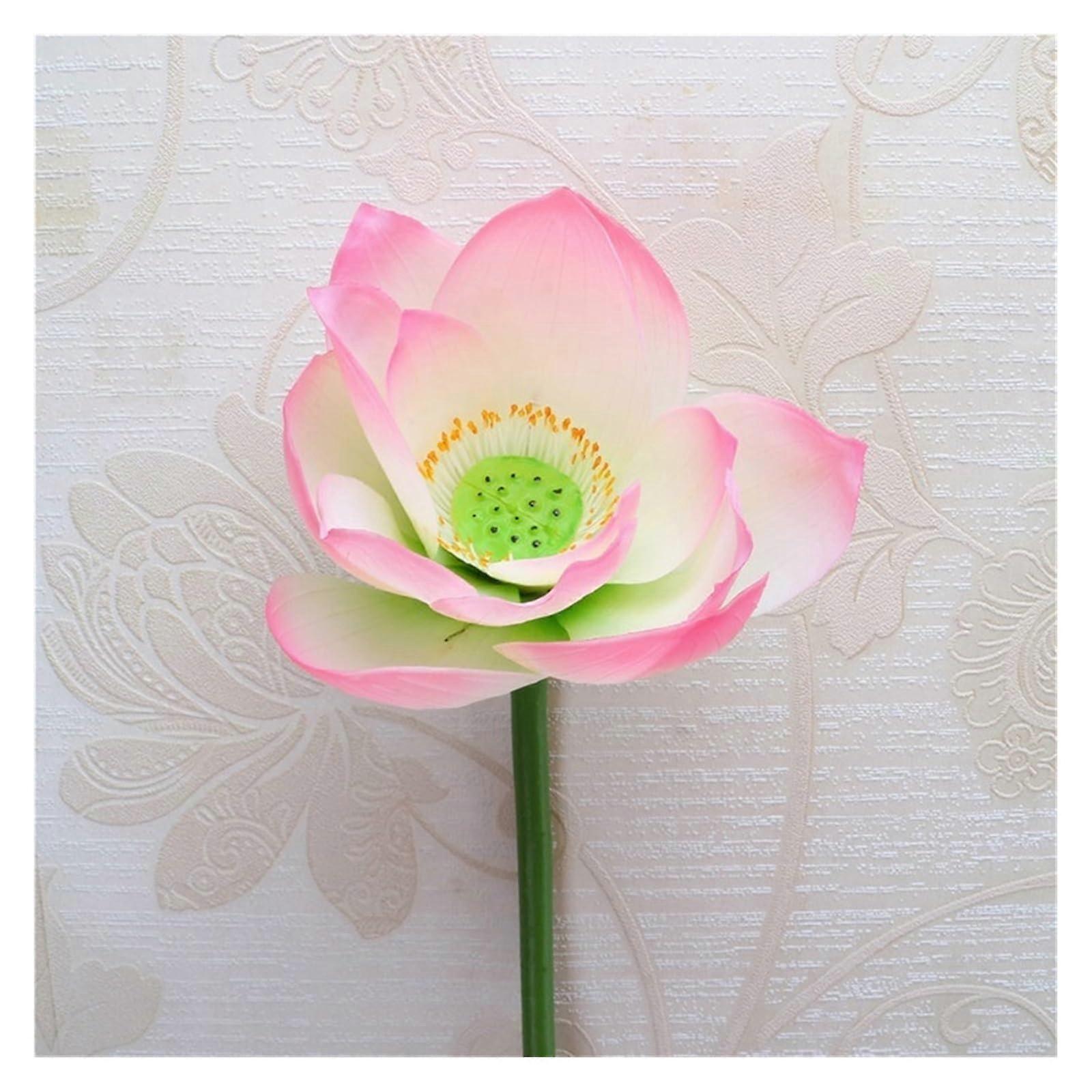 Artificial Lotus Simulation Lotus Leaf On Stem Pink Water Lily For Pond Decor Pole Mounted
