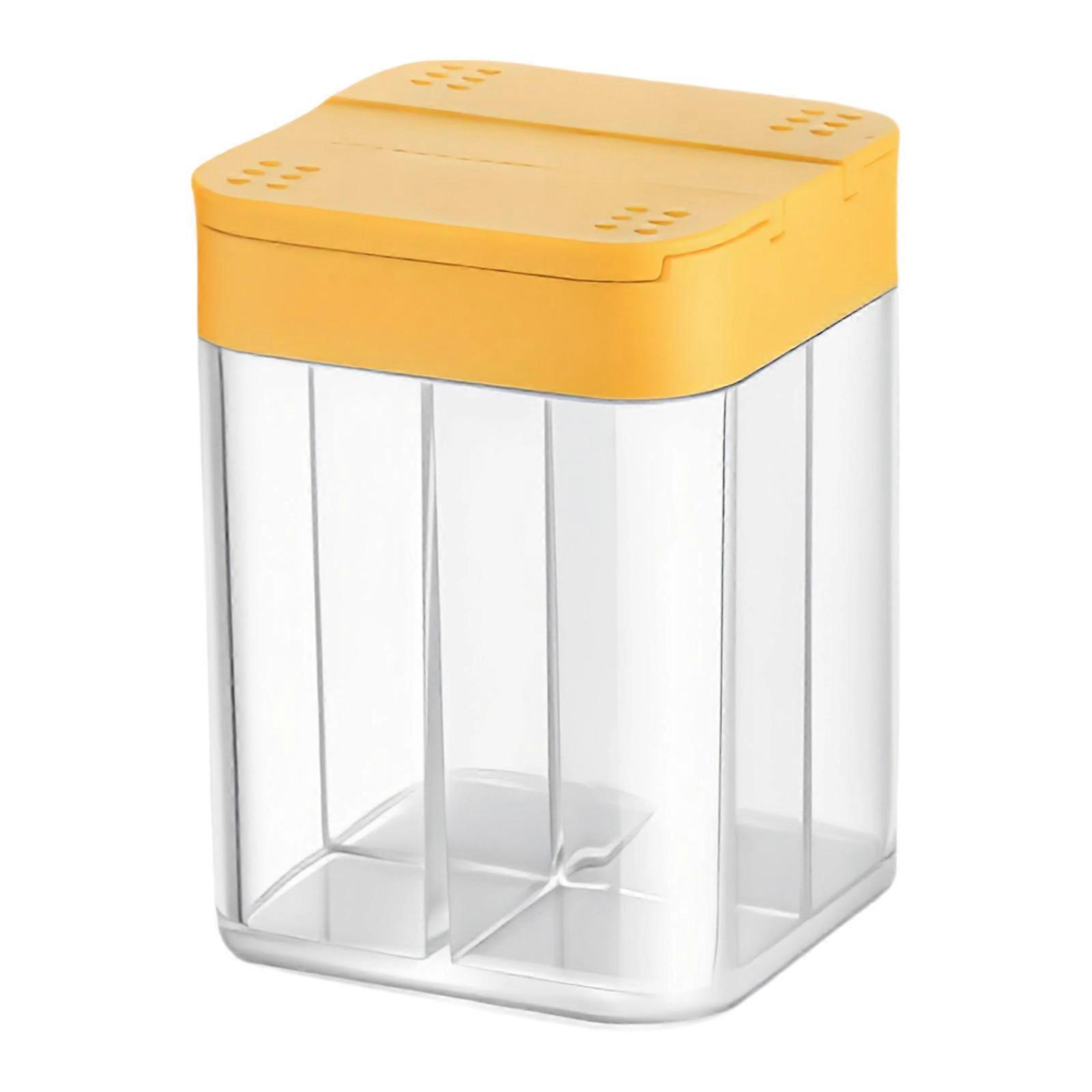 Space Saving Slide Lid Spices Container Transparent Multi Section Organiser Dishwasher Safe Plastic Seasoning Holder  Yellow