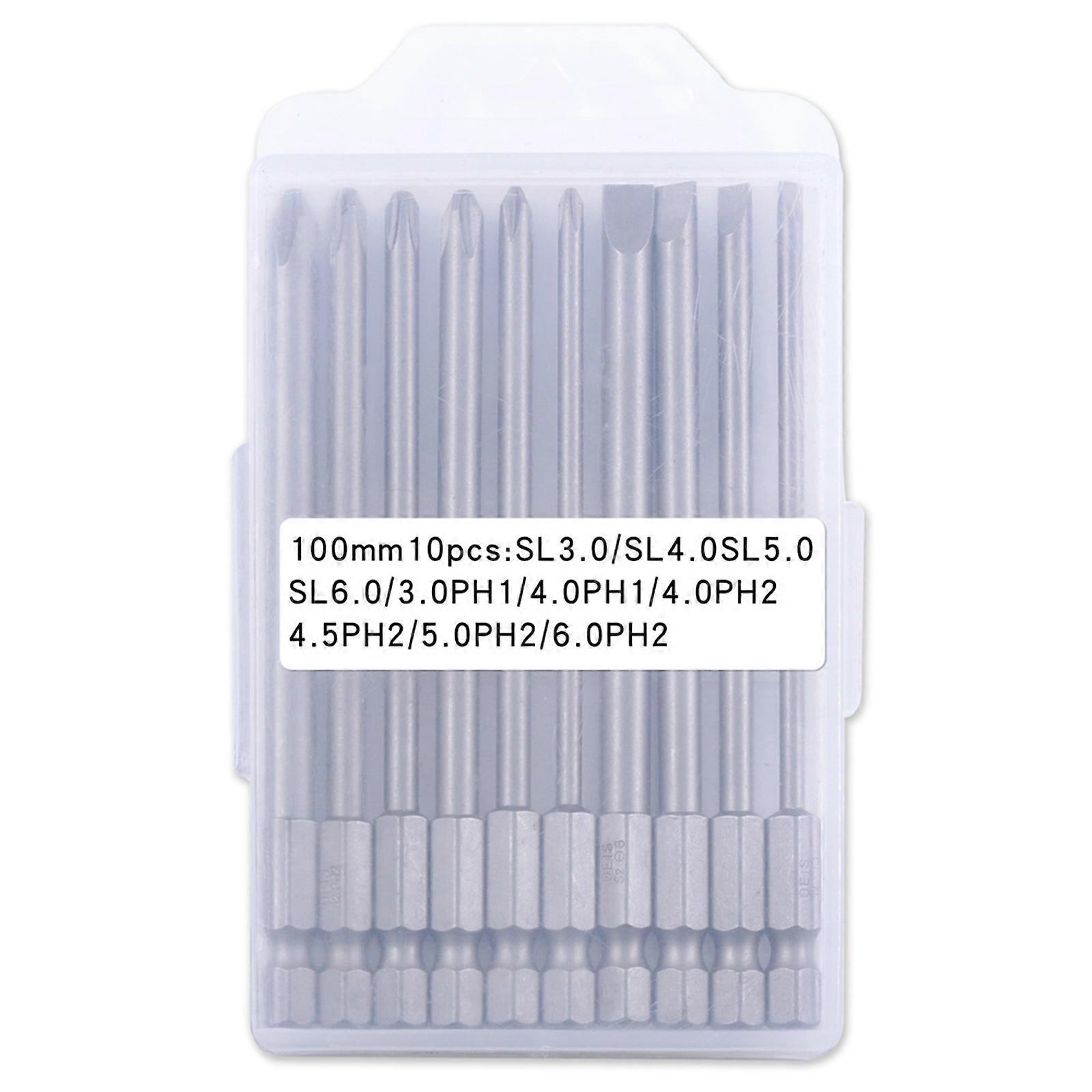 Multifunctional 10Piece Long Screwdriver Bit Head Set 100mm Suitable For Electric Tool Accessories Home And Workshop Use Multicolor