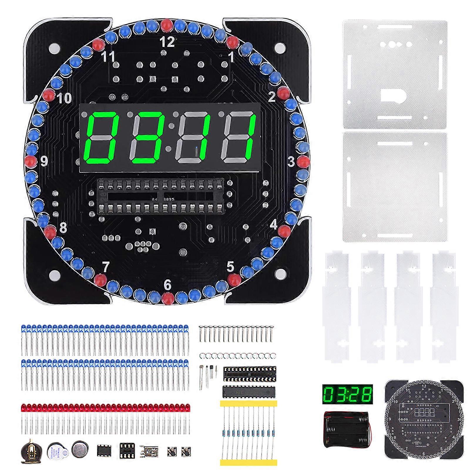 STEM Educational Digital Clock Building Set with Light Control Memory Backup & Solder Practice for Students Hobbyists  Green
