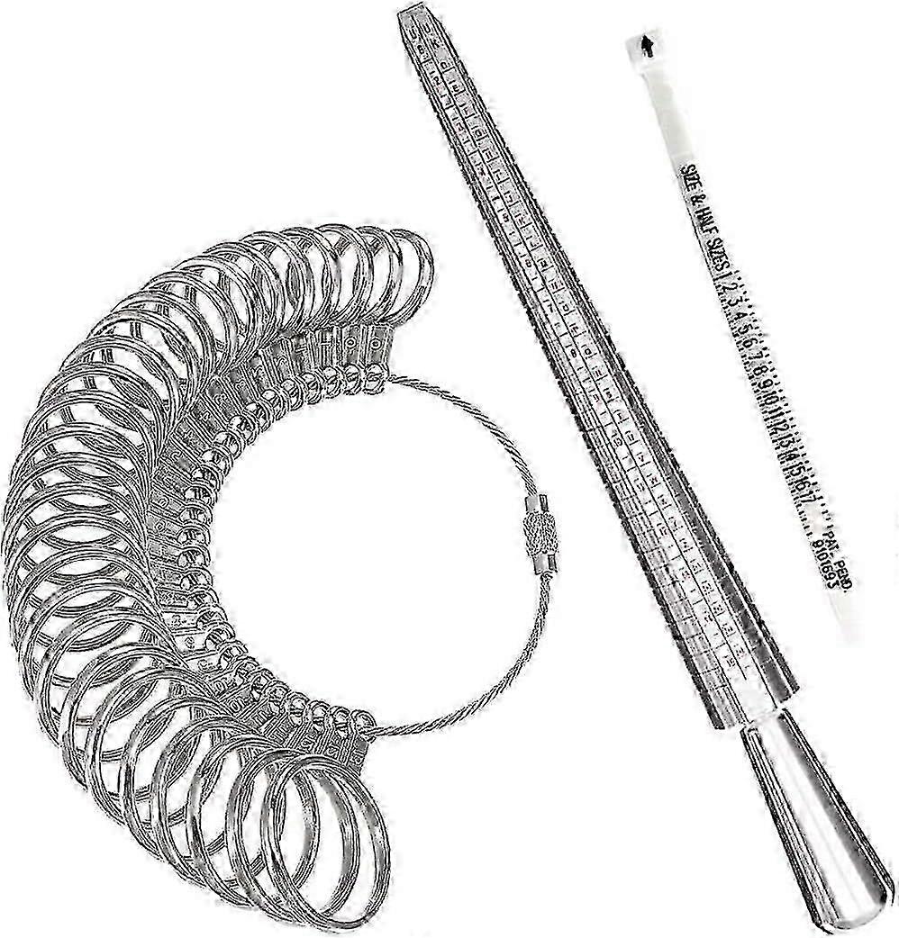 3pcs Ring Sizer Measuring Tool Set, Ring Gauges with Finger Sizer Mandrel