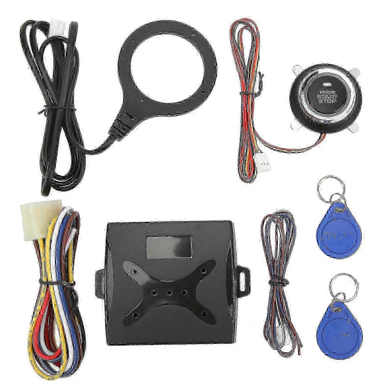 Universal Smart Keyless Ignition Kit with Push Start/Stop Button for 12V Vehicles