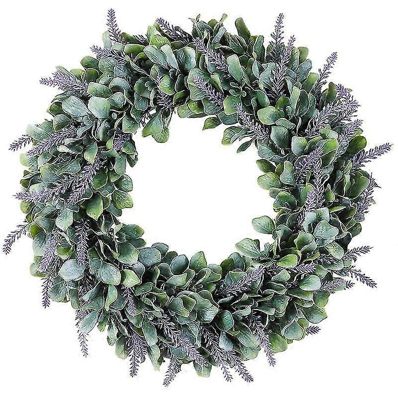 フロントドアリース 18 インチ人工ラベンダーリースクリスマスウェディングデコレーション冬春夏