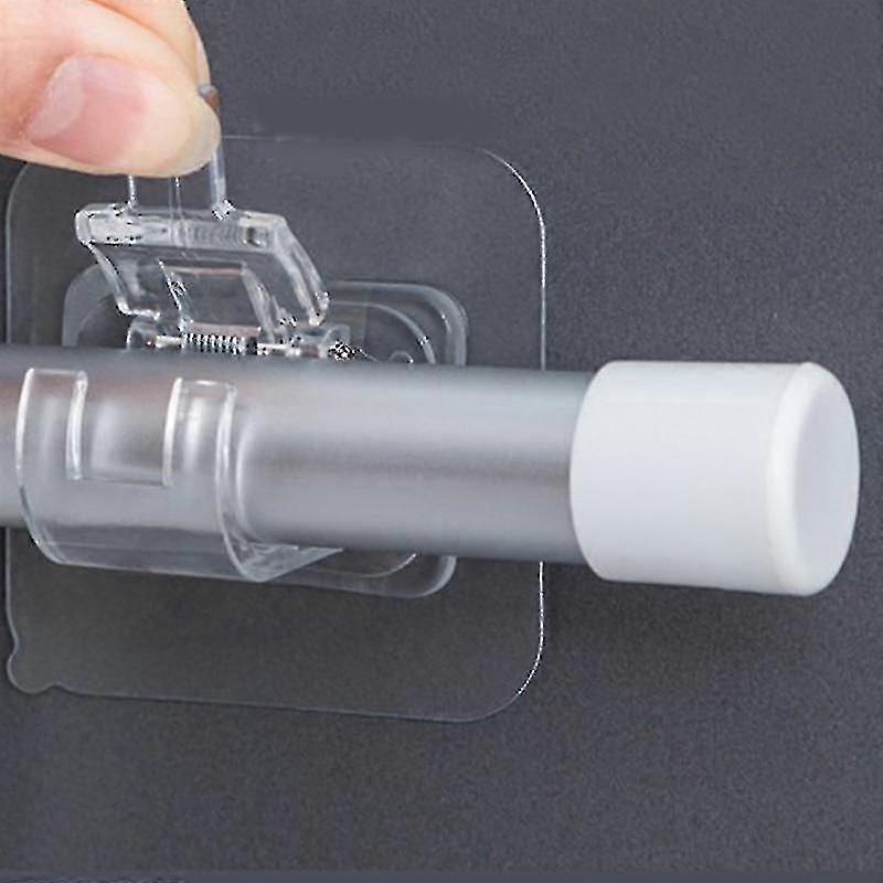 2pcs Self Adhesive Adjustable Curtain Rod Holder Clamp Hooks Rod Bracket Rack