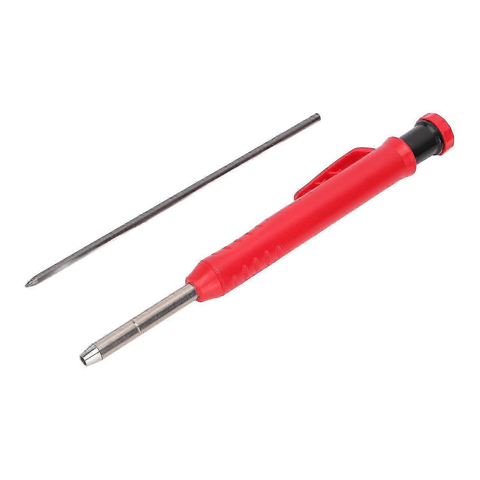 Mechanical Carpenter Pencil with Sharpener Woodworking Deep Hole Red