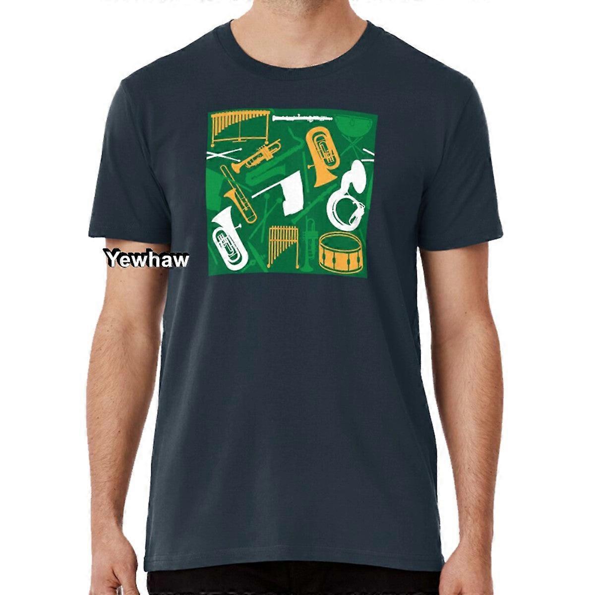 Marching Band Green And Gold Pattern T-shirt Green Pattern Instruments