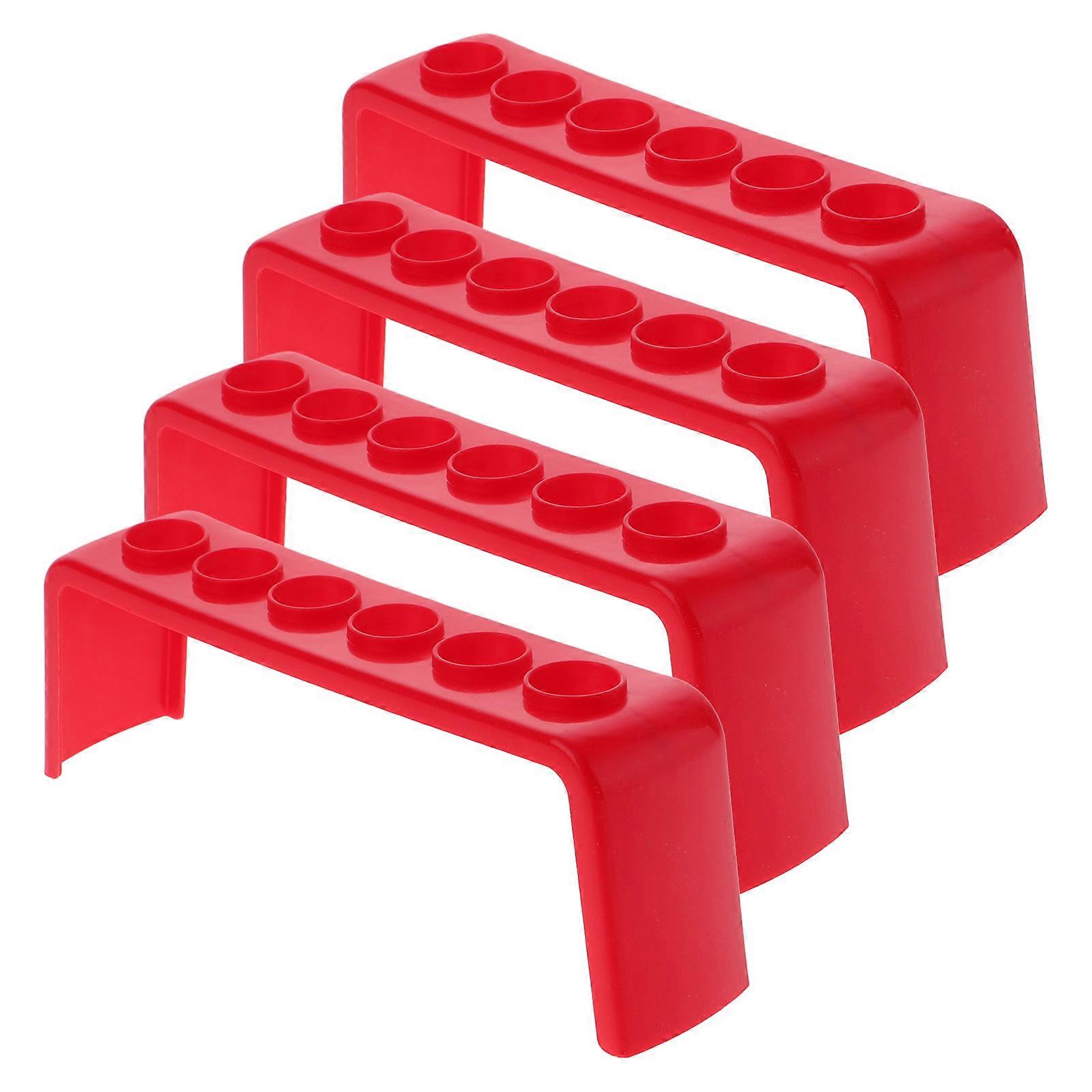 Plastic Test Tube Stand Rack for Storage Use 4Pcs Red Laboratory Organizer