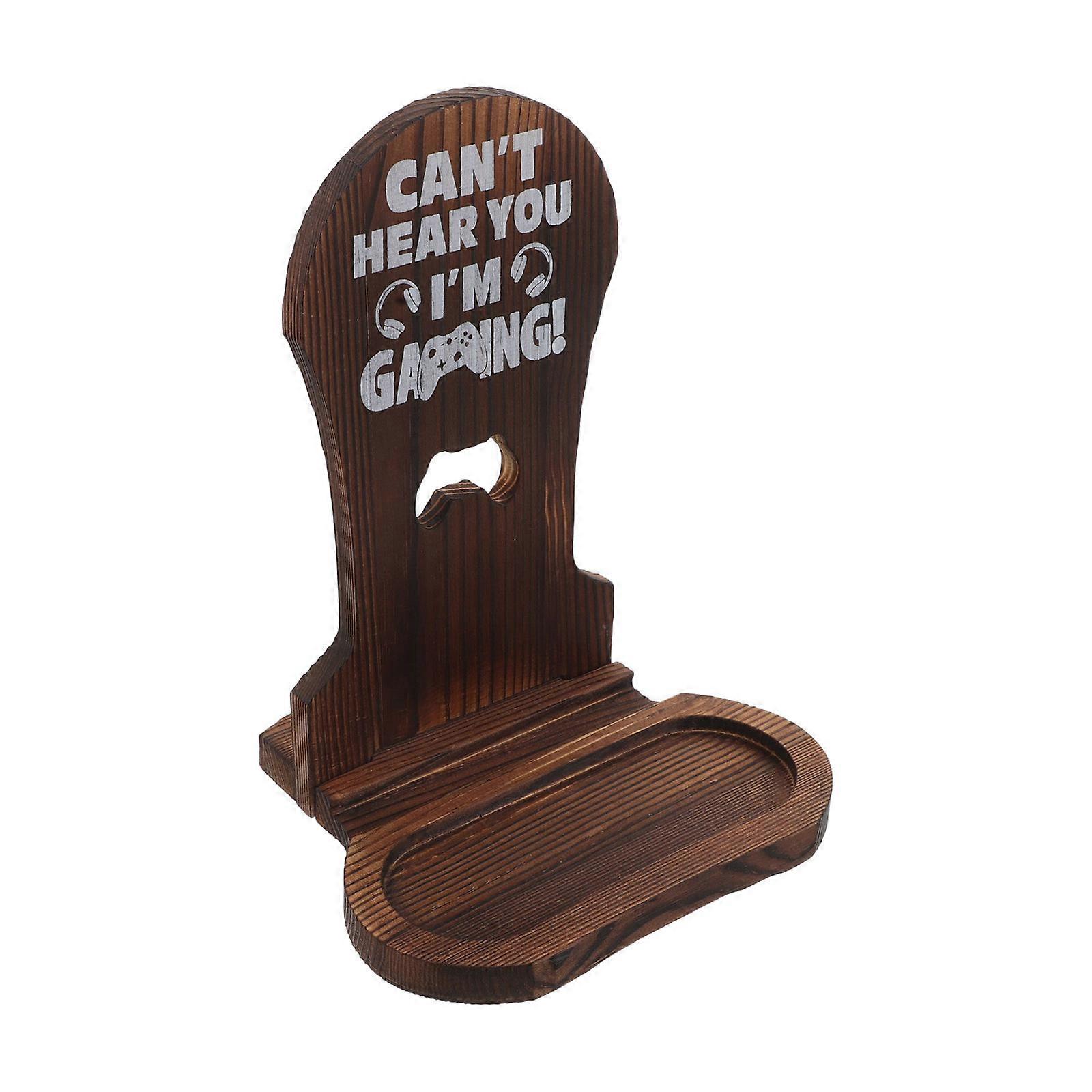 Gaming Headset Stand with Base Wooden Holder