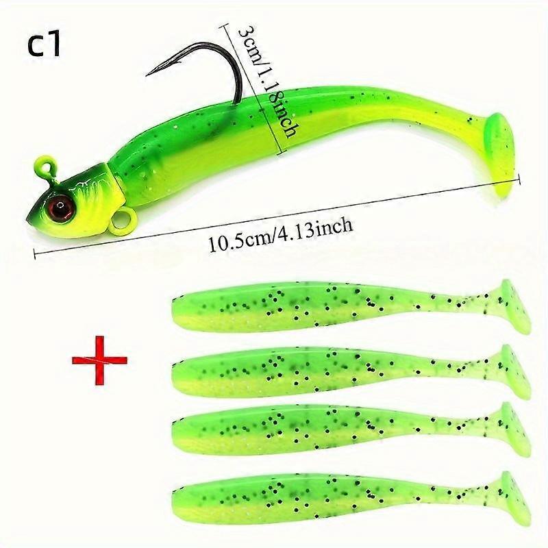 5 stk/sæt Langkastet Falsk Agn T-hale Lokkemad, Fiskegrej Hovedkrog Blød Agn Langkastet Agn