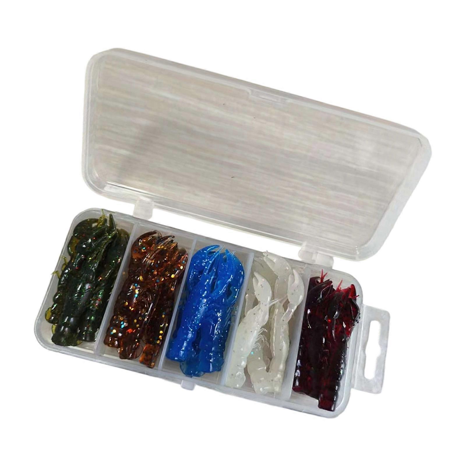 25PCS Soft Fishing Crawfish Lure Lobsters Baits Floating Shrimp Lobsters Baits Crayfishs Lure Swimbait Enduring Multicolor