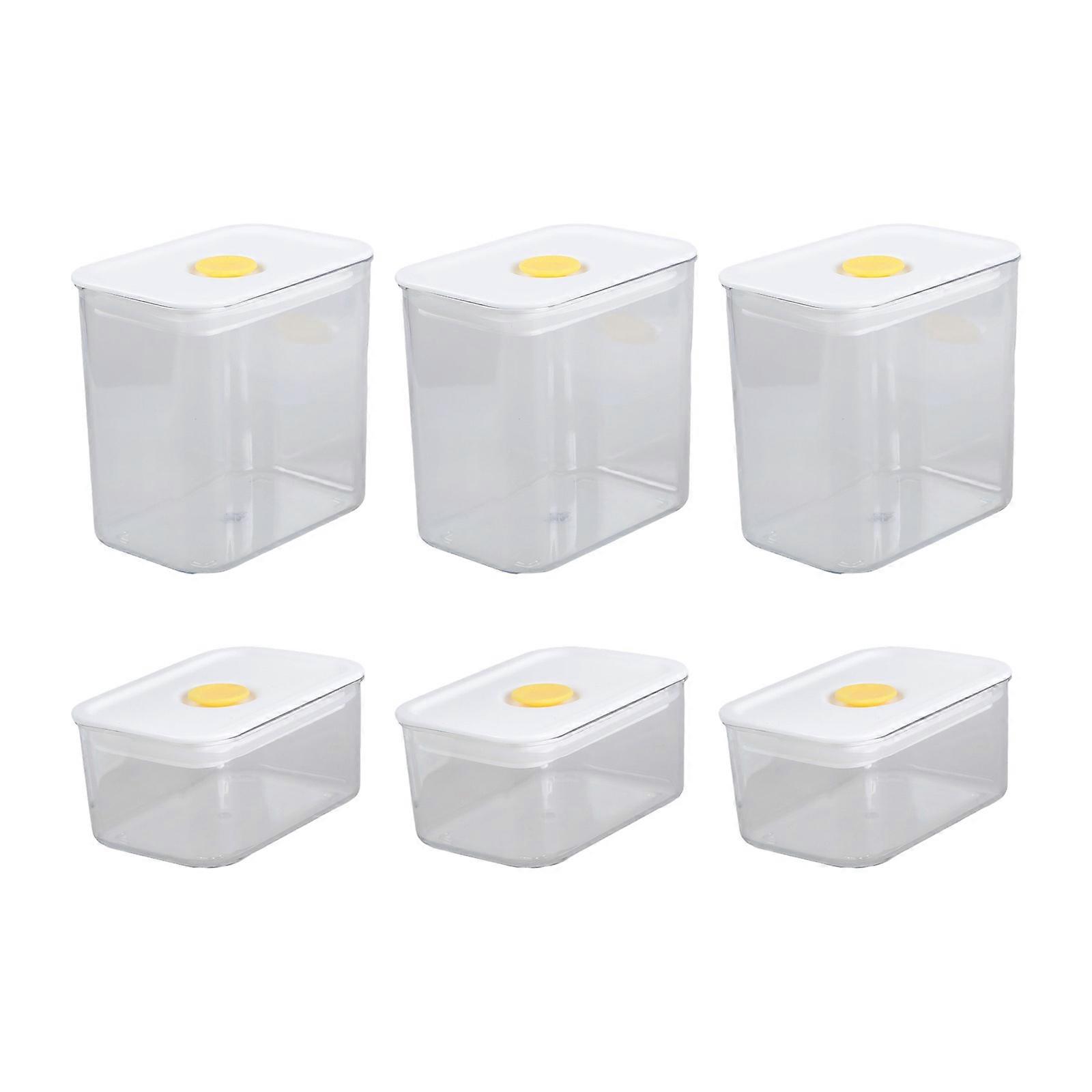 6pcs Clear Food Organizers Storage Container with Lid Stackable Two Height Kitchen Storage Solution For Dry Ingredient Multicolor