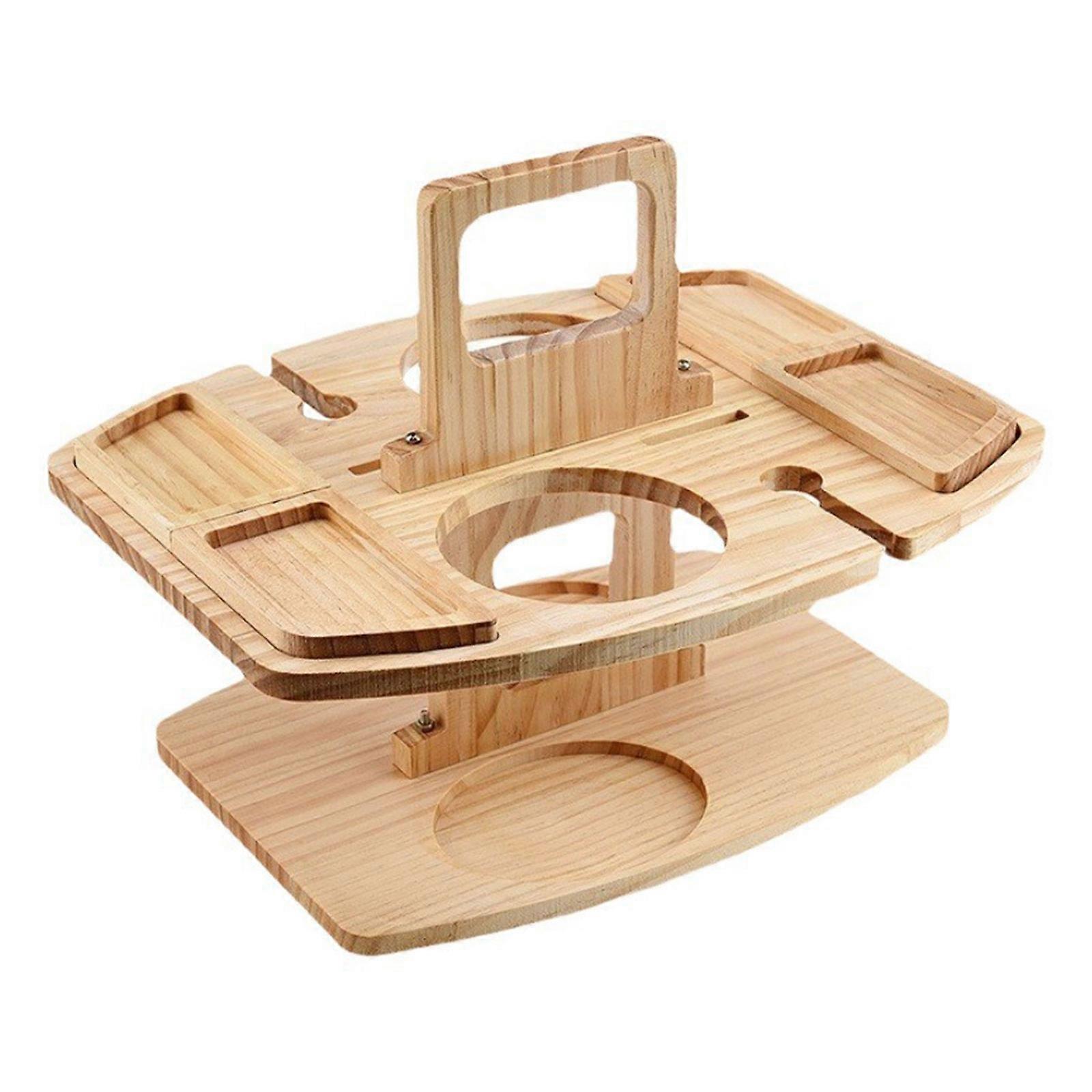 Multiple Tiers Wood Serving Tray Portable Kitchen Organizers for Dining Table Countertop Storage Multicolor