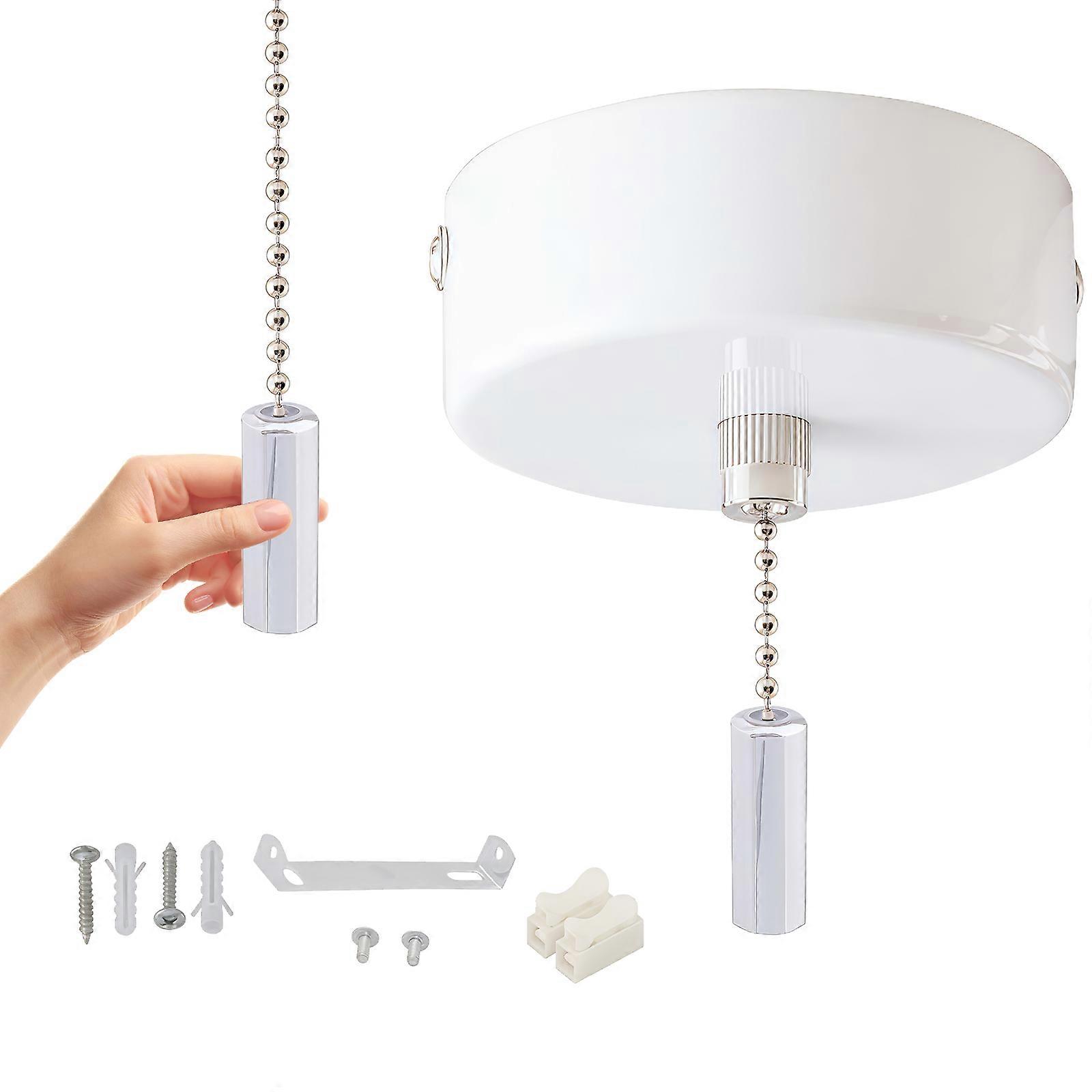 60mm Metal Pull Chain Switches with 150cm Cord Easy On Off Control Strong Designs Control Switches for Ceiling Light  White