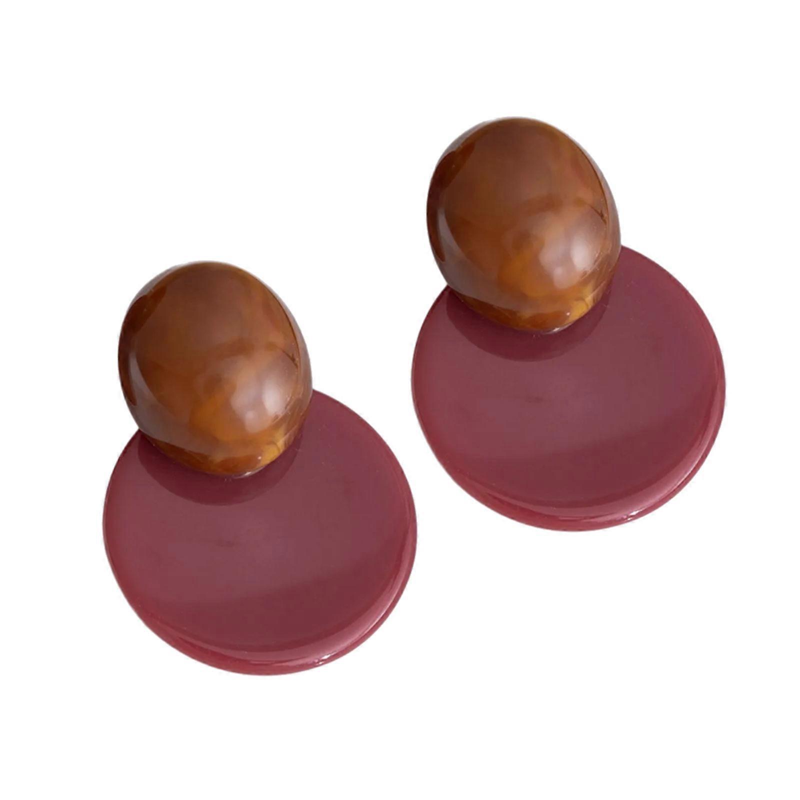 Stylish Round Color Block Earrings Acrylic Texture 14g Featherlight Comfort Suitable for Special Event Everyday Styles Multicolor