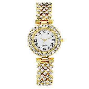 Romeins patroon diamant dames quartz horloge, kleur: goud goud