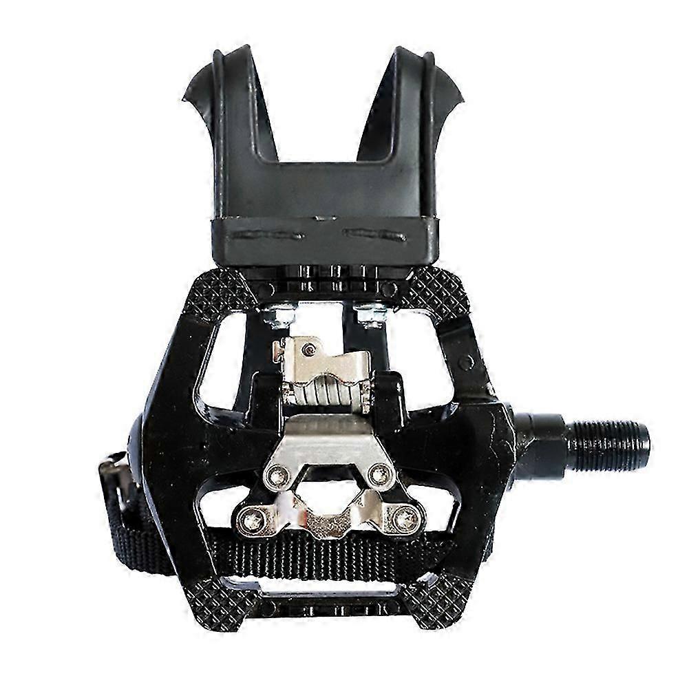 2 stk for sykkelpedaler - hybridpedal med tåklemme og stropper, egnet for spinningsykkel, innendørs treningssykler, 9/16 tommer