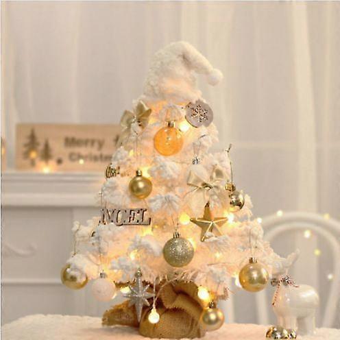 17.7 inch Mini Christmas Tree , Prelit Tabletop Christmas Tree, Snow Flocked Christmas Tree