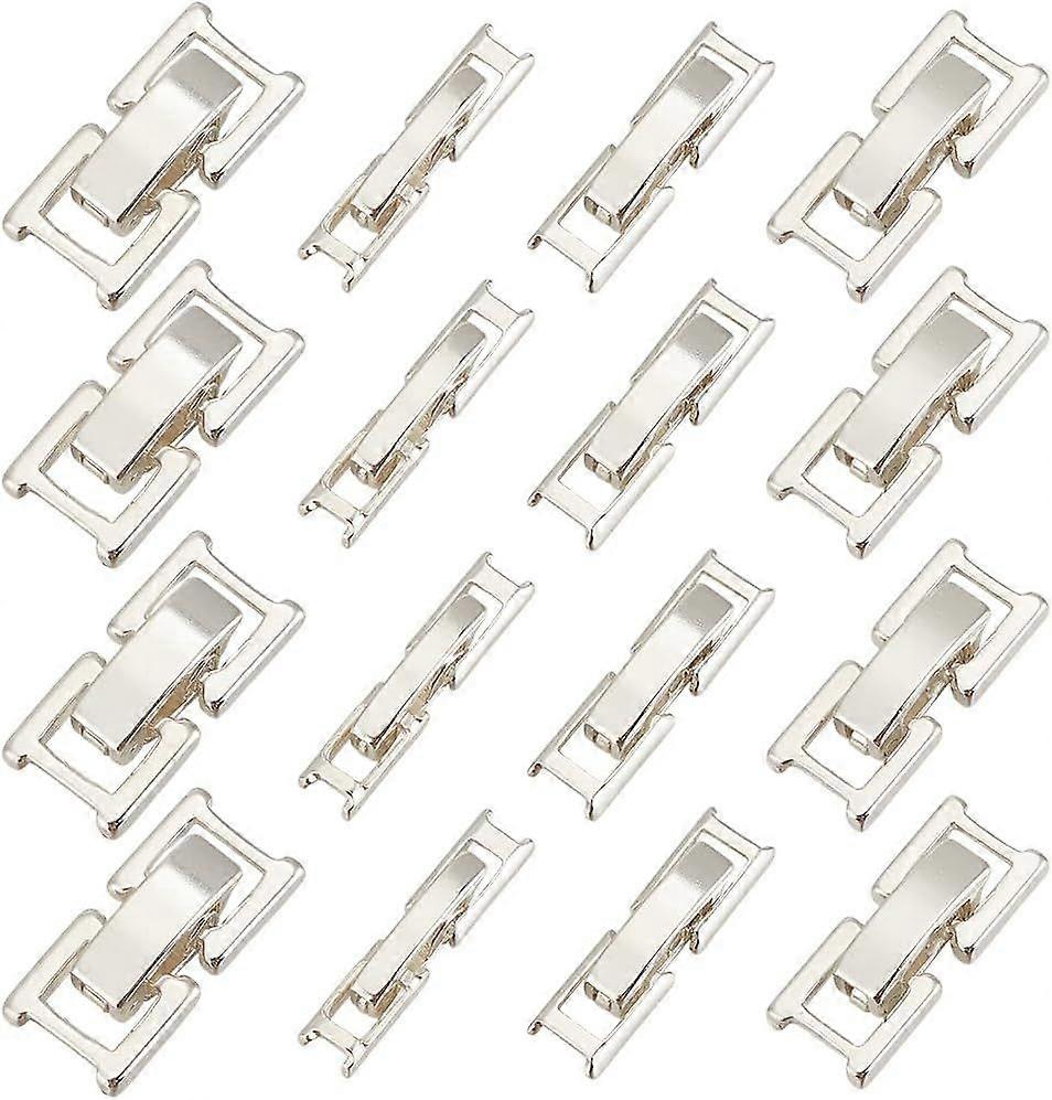 1 Box 4 Sizes 16Pcs 16mm Silver Foldover Clasp Brass Fold Over Clasps Bulk White Metal Plated Links Watch Fasten Extender Folding Clasps for Watches C