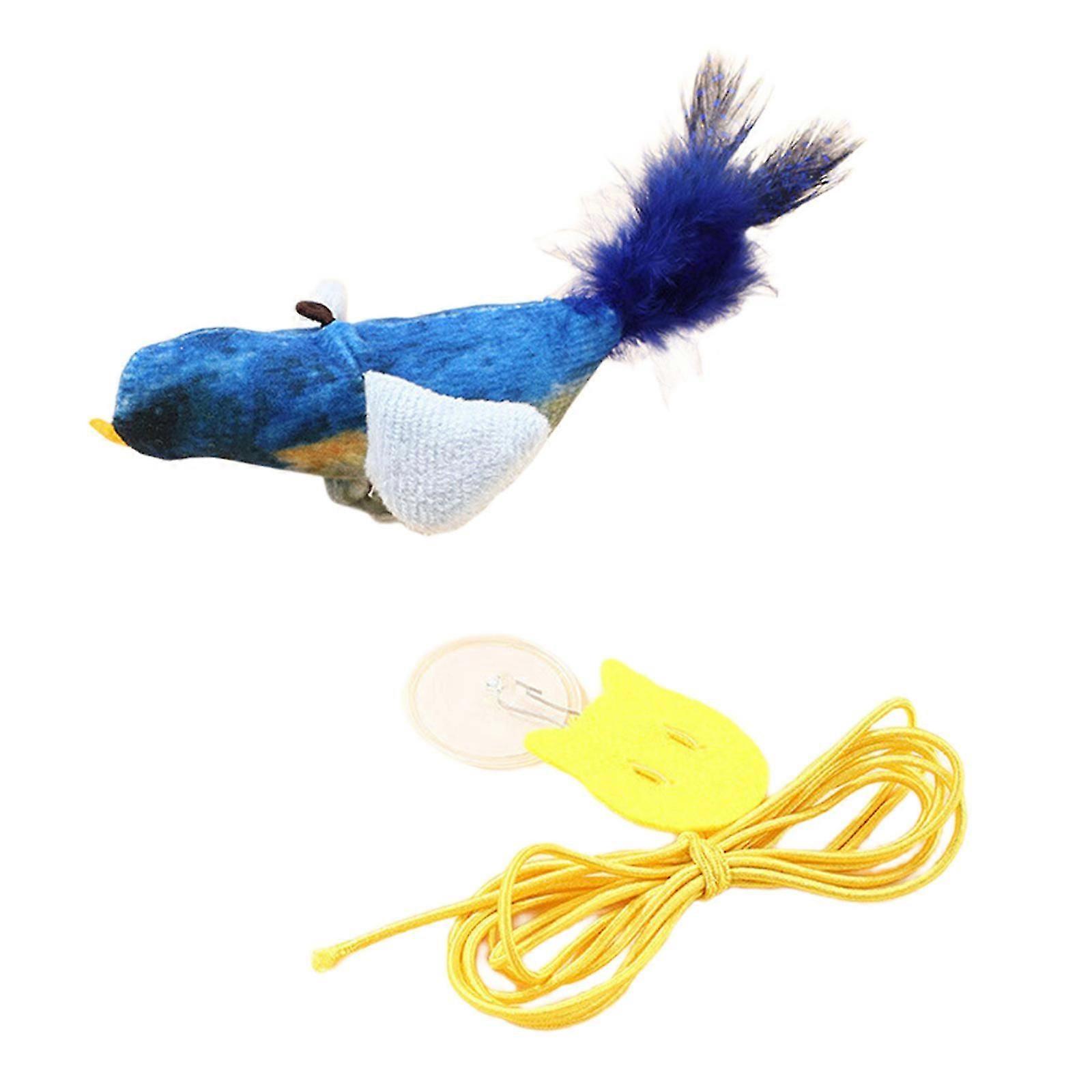 Interactive Cats Toy Interactive Teaser Sparrow Toy for Indoor Outdoor Felines Fun Chirping Bird Plush Toy  Yellow