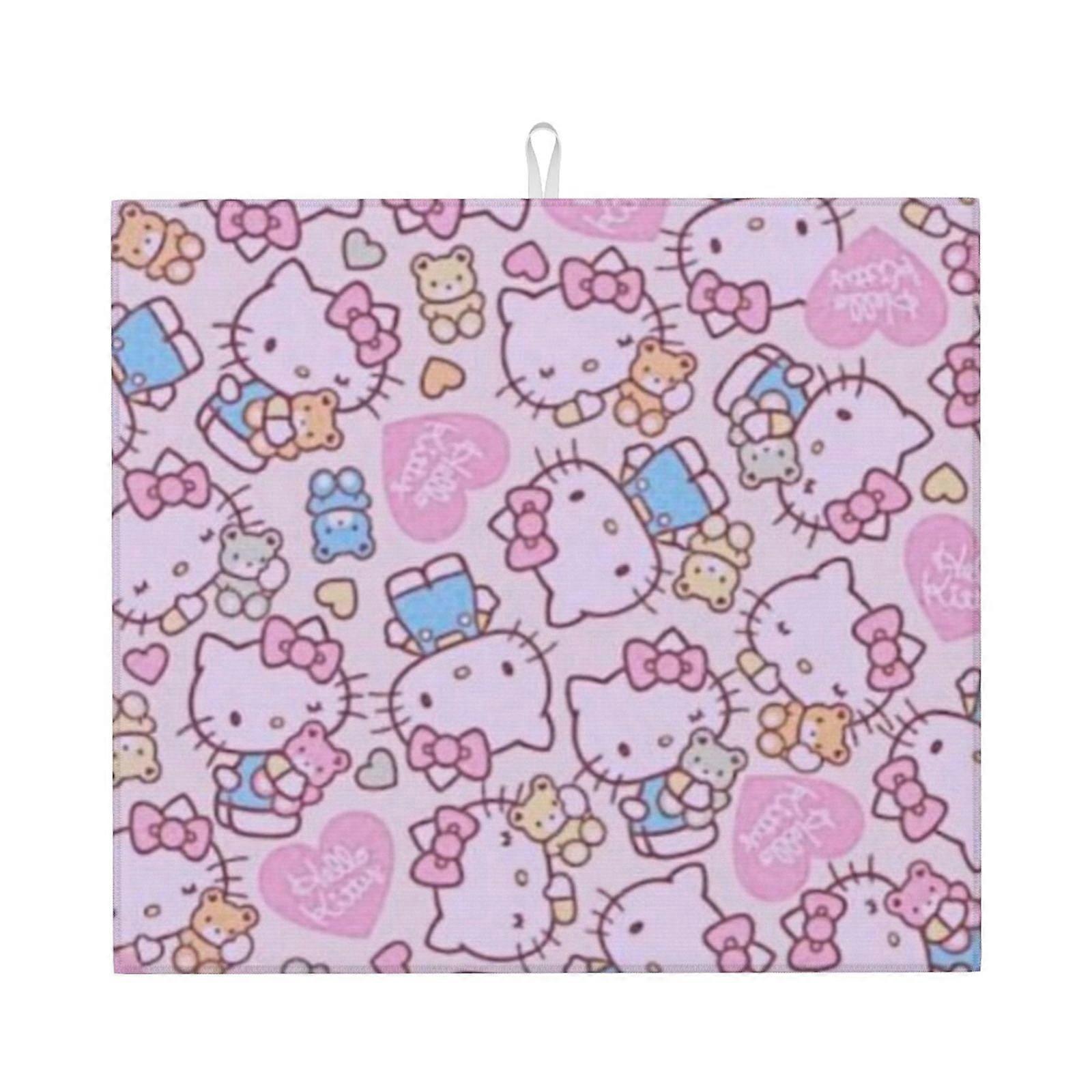 Hello Kitty Dish Drying Mat For Kitchen Counter, Microfiber Dish Mat, Fast Absorbent Draining Pad