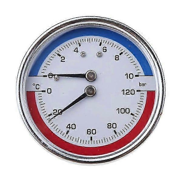 Thermo-manometer Boiler Temperature & Pressure Gauge 0-120 0-10 Bar Connection