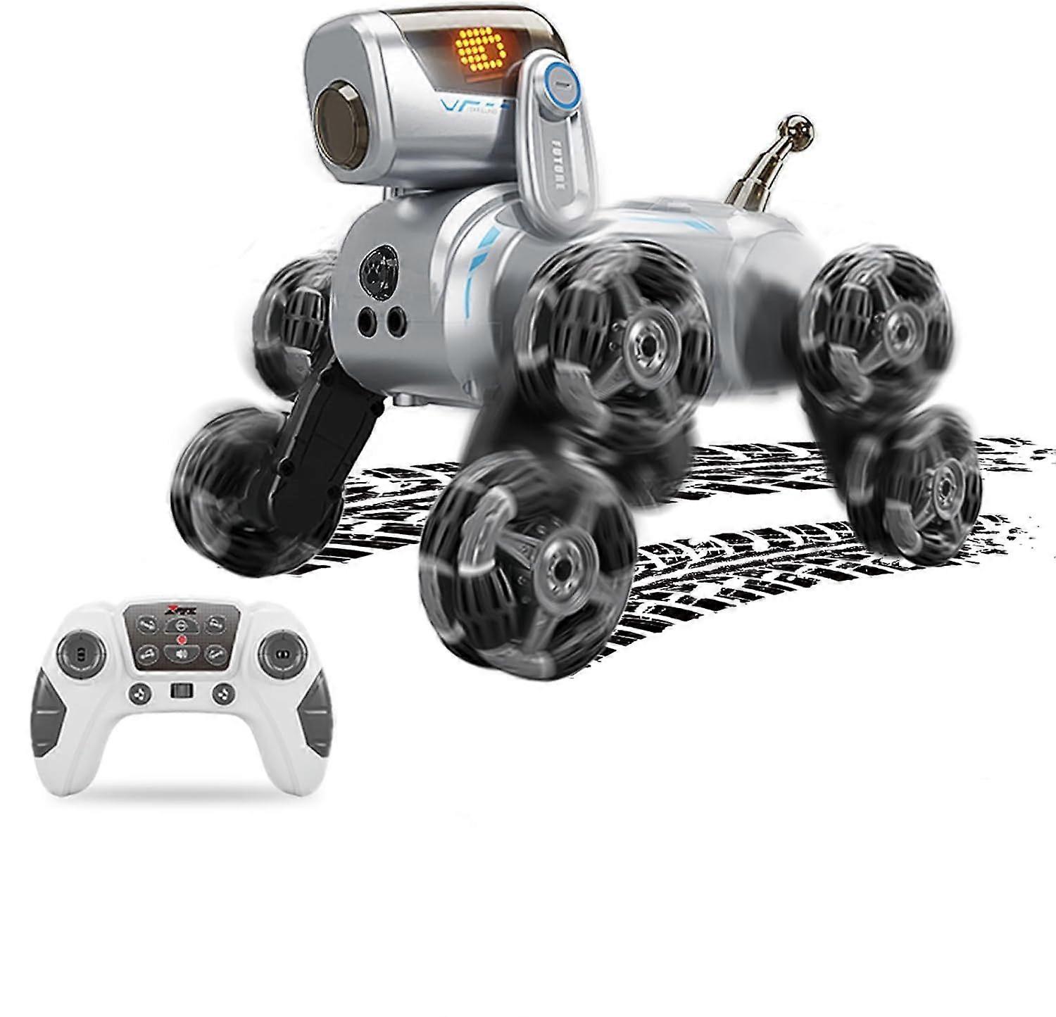 Interactive Robot Dog with Barking Sounds & Music - Smart RC Stunt Toy for Kids Ages 8-13