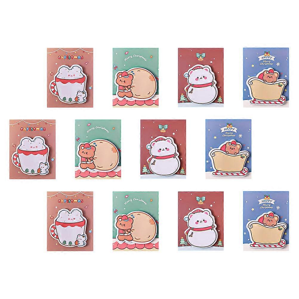 Christmas Note Pad Message Notes with Assorted Color 12Pcs for Study Use