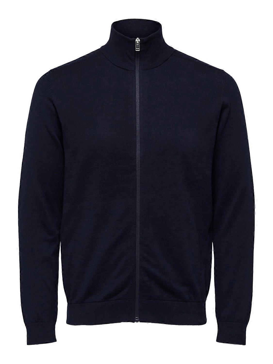 Herren SELECTED Strickjacke Einfarbiger Basic Cardigan Baumwolle Zip