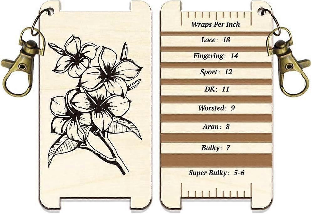 1 Pc Wooden Spinning Control Card Egg Flower Pattern Multi-Purpose Spinning Control Tool Decorative Wooden WPI Ruler for Hand Yarn Measurement Crochet