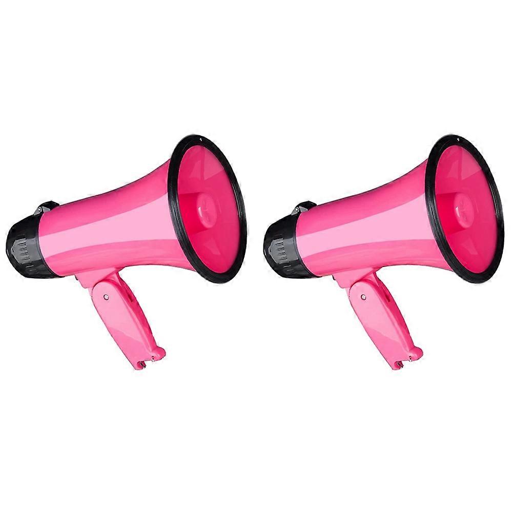2X 25 Watt Compact Megaphone Speaker PA Bullhorn - with Built-in Siren, Voice Recorder, Bottle Opener,Pink