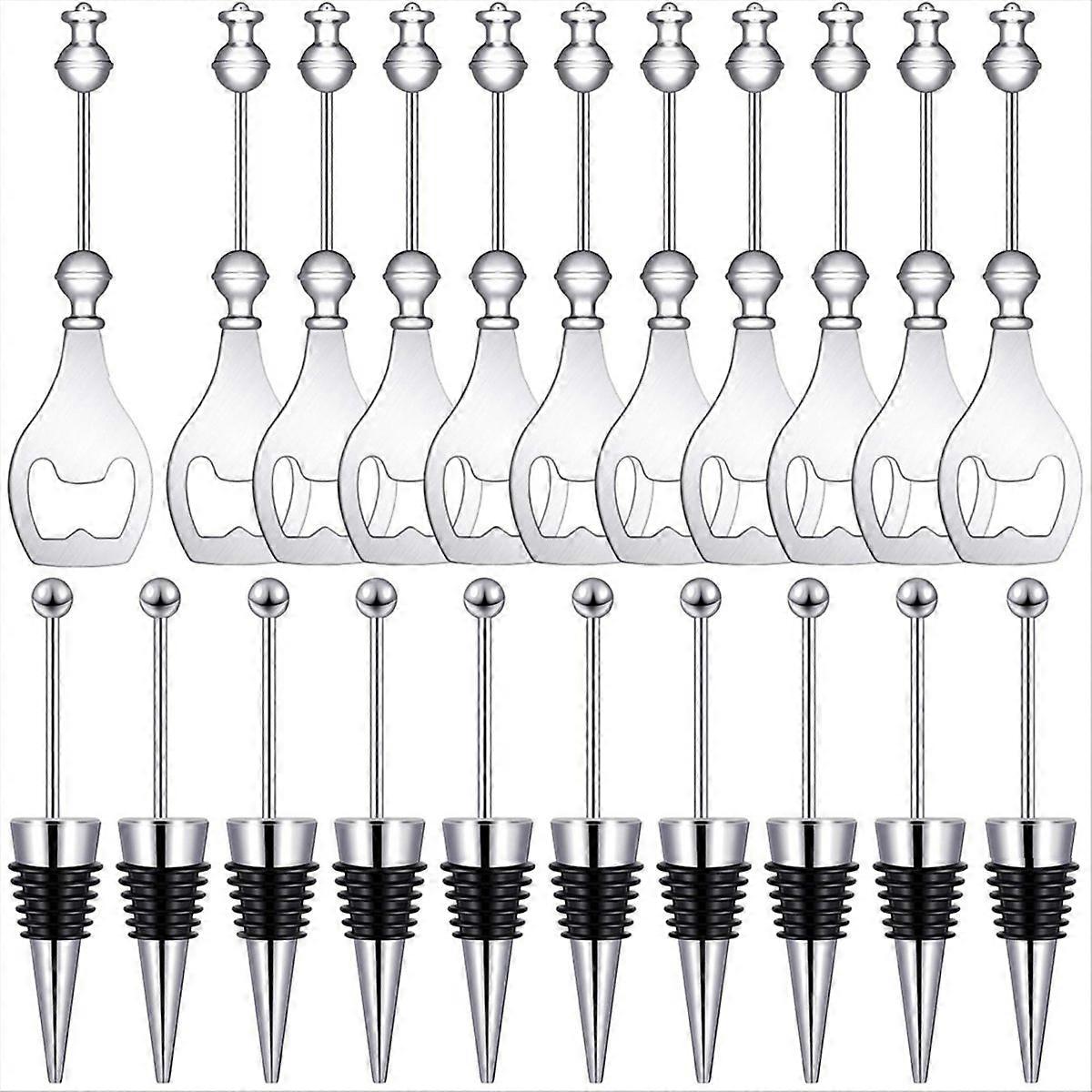 10 Beaded Wine Bottle Stopper 10 Alloy Reusable Bottle Opener