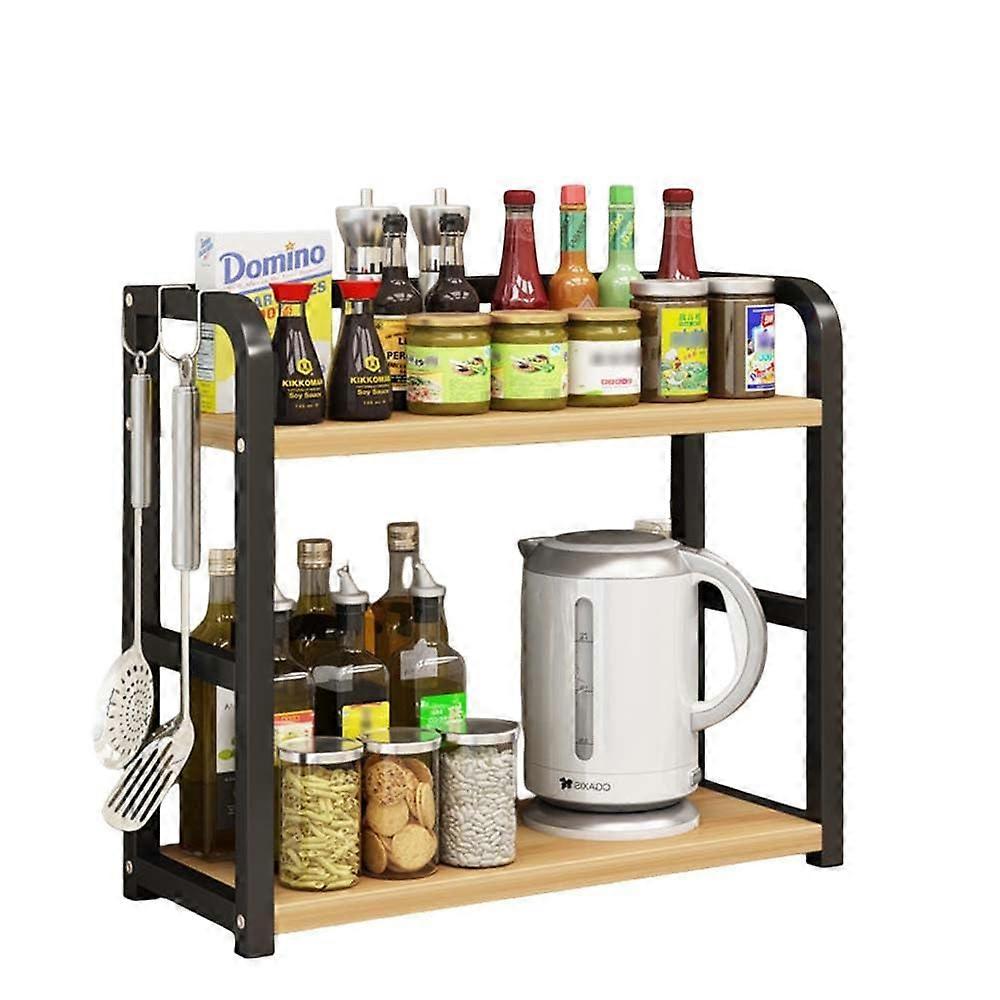 2Tier Spice Rack Organizer with SpaceSaving Design for Kitchen Counter and Office, Black Medium