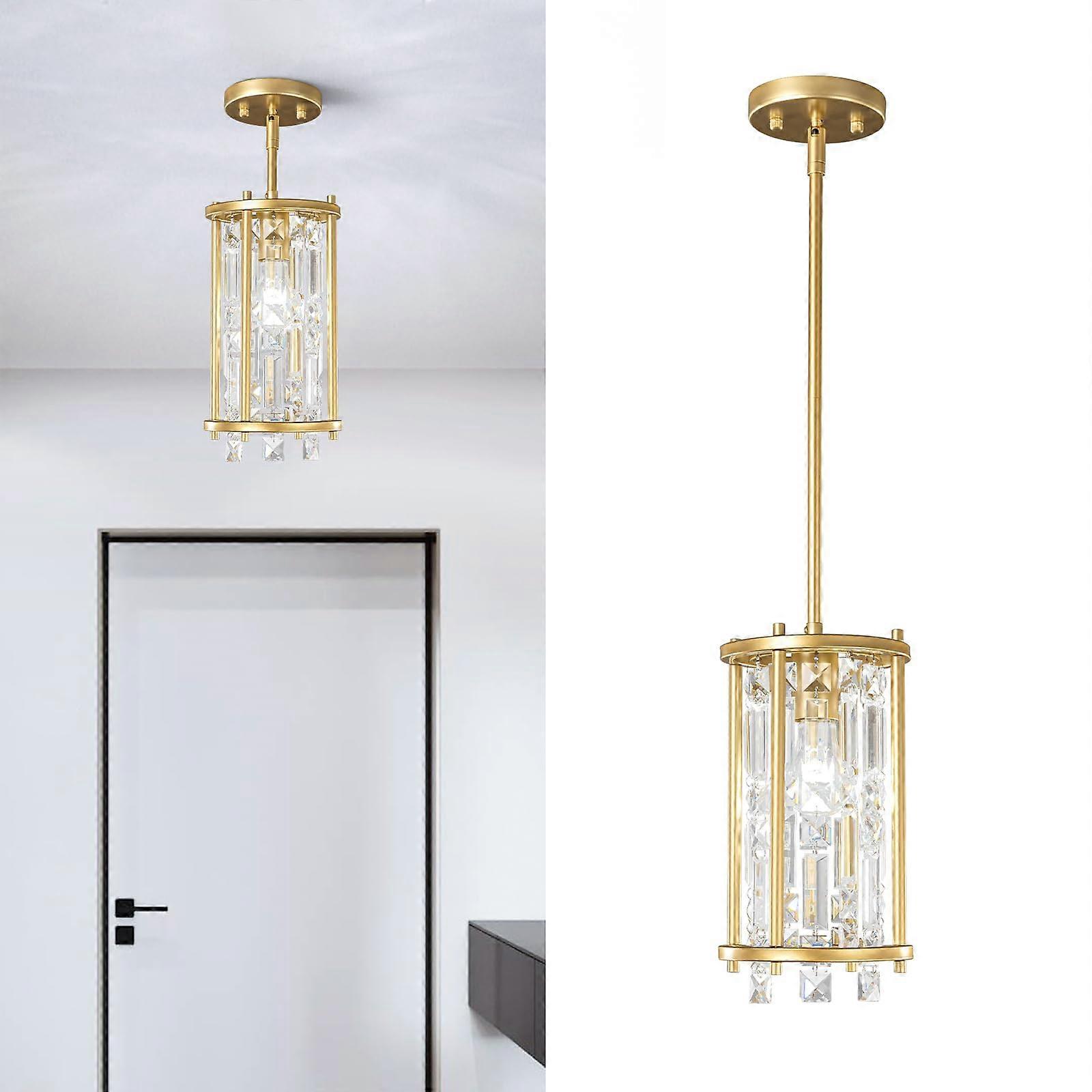 Modern Crystal Pendant Light for Kitchen Island, Elegant Round Ceiling Fixture with LED Lighting