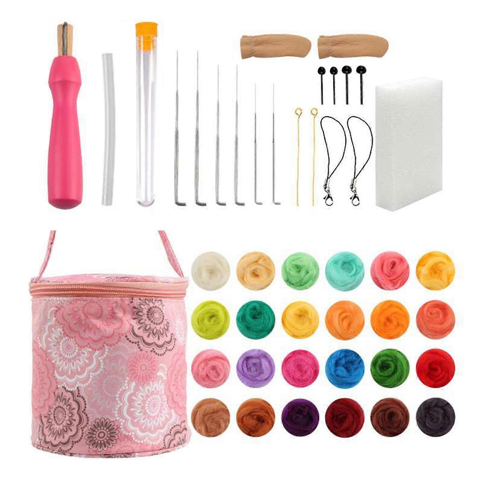 Needle Felting Starter Kits, Needle Wool Felting Tools Wool Roving 24 Colors Set, for Felted Animal Felting Supplies Multicolor