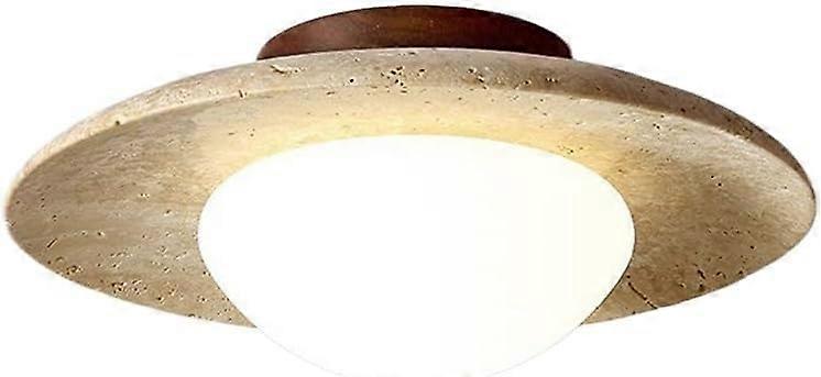Ceiling Light Fixture with Milky Glass Shade and Marble Base, Soft Warm Illumination for Kitchen or Hallway